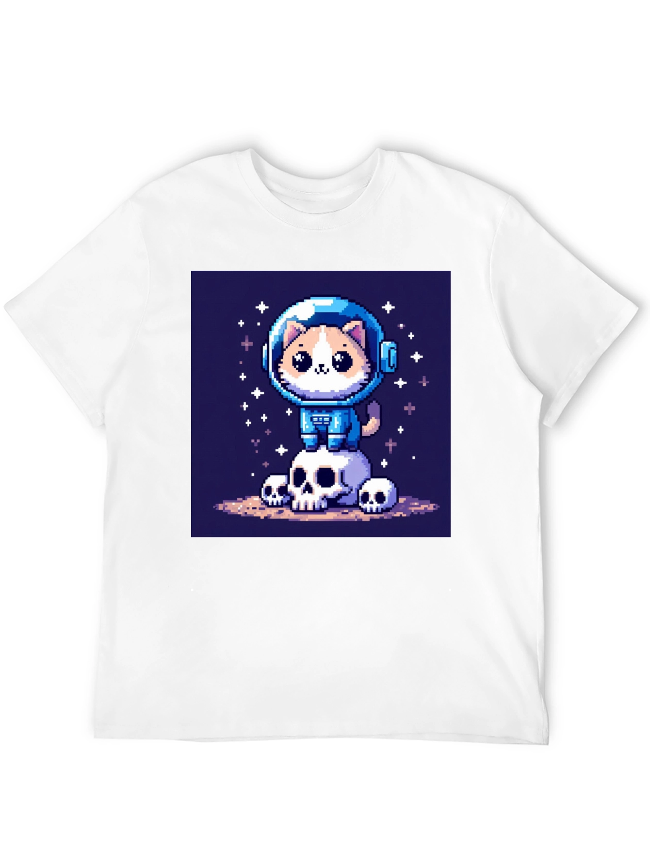 Black Pixel Cat Astronaut T-Shirt - Space Kitty Tee view 12