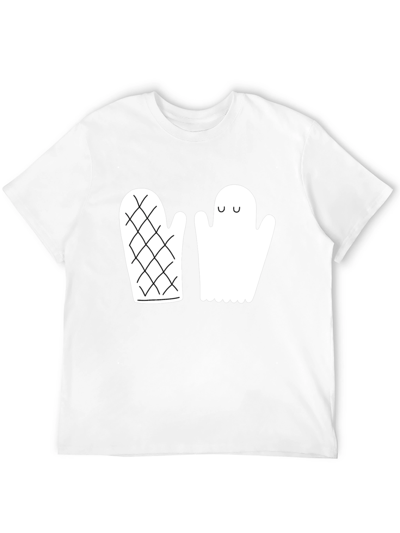 Black Quirky Ghost & Mitten Black T-Shirt view 12