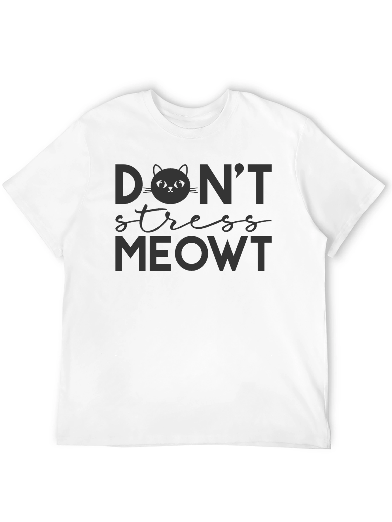 Black Don't Stress Meowt Graphic T-Shirt view 12