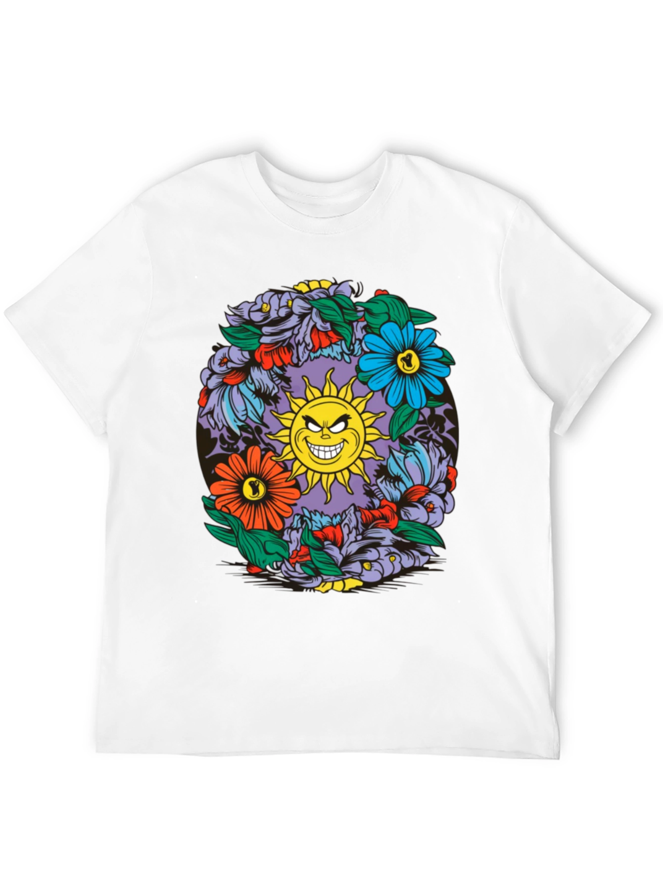 Black Floral Sun Graphic Black T-Shirt view 12