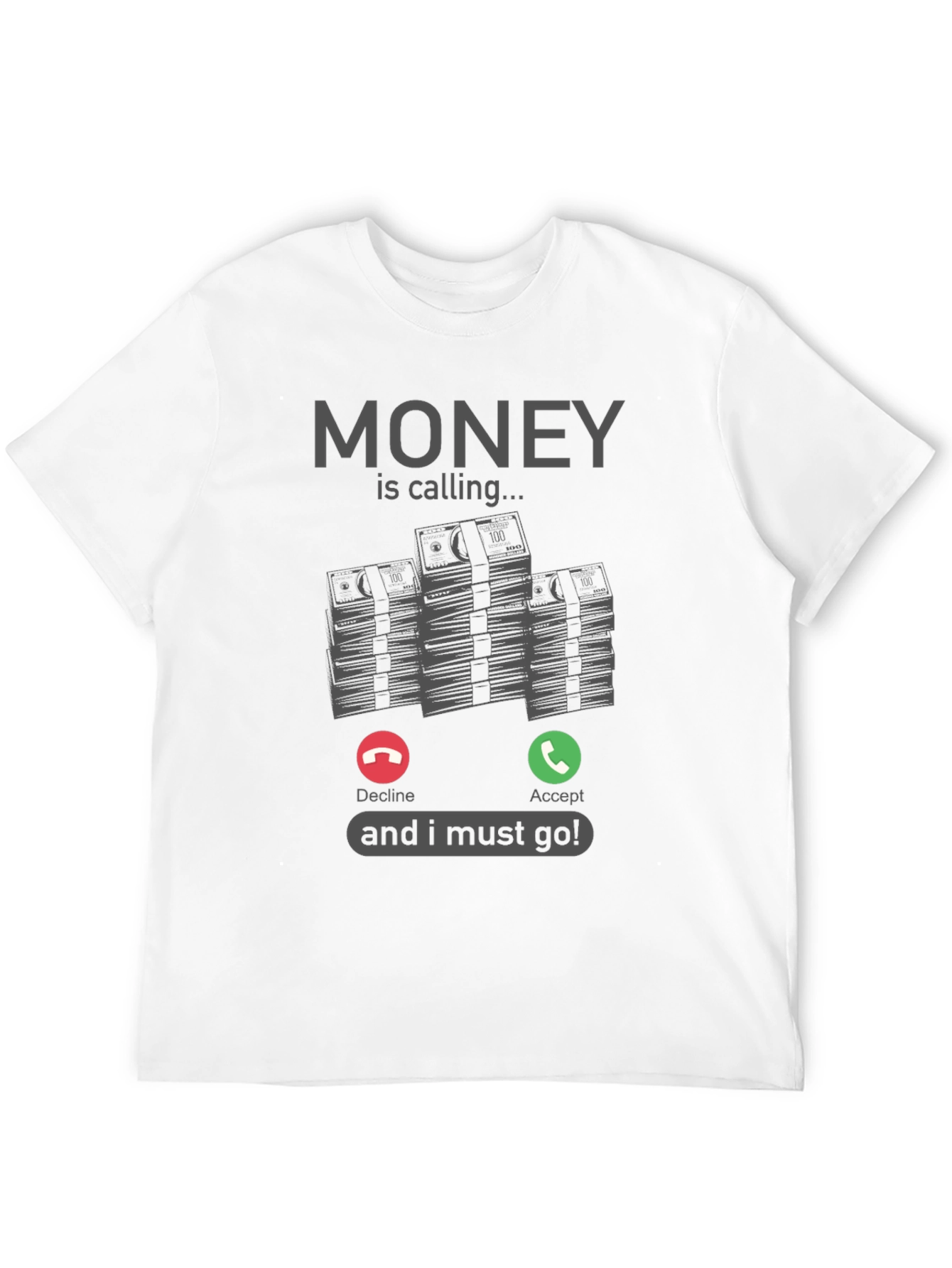 Black Money Calling T-Shirt - Funny Graphic Tee view 12