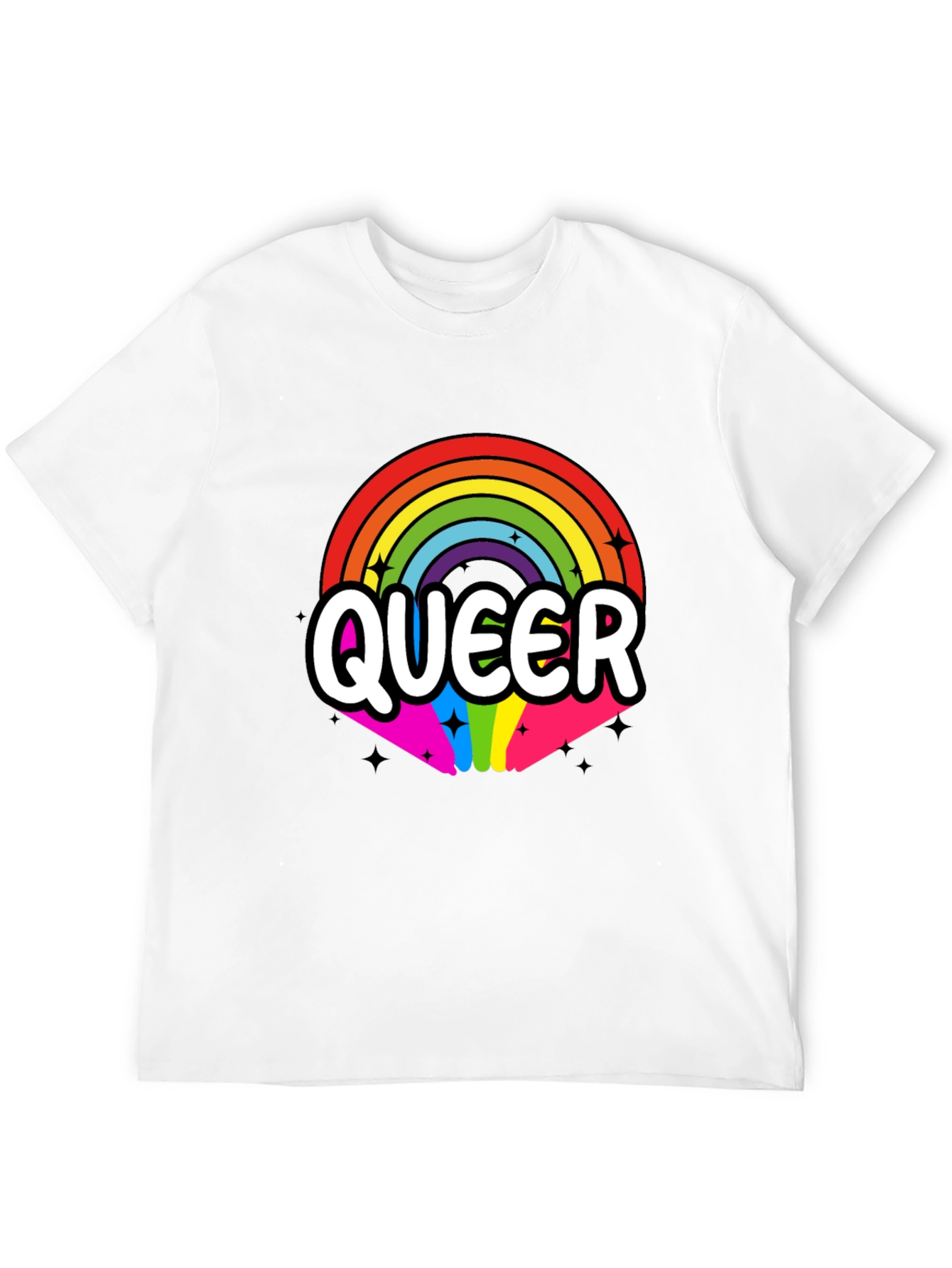 Black Queer Rainbow Graphic Tee - Black Cotton Blend view 12