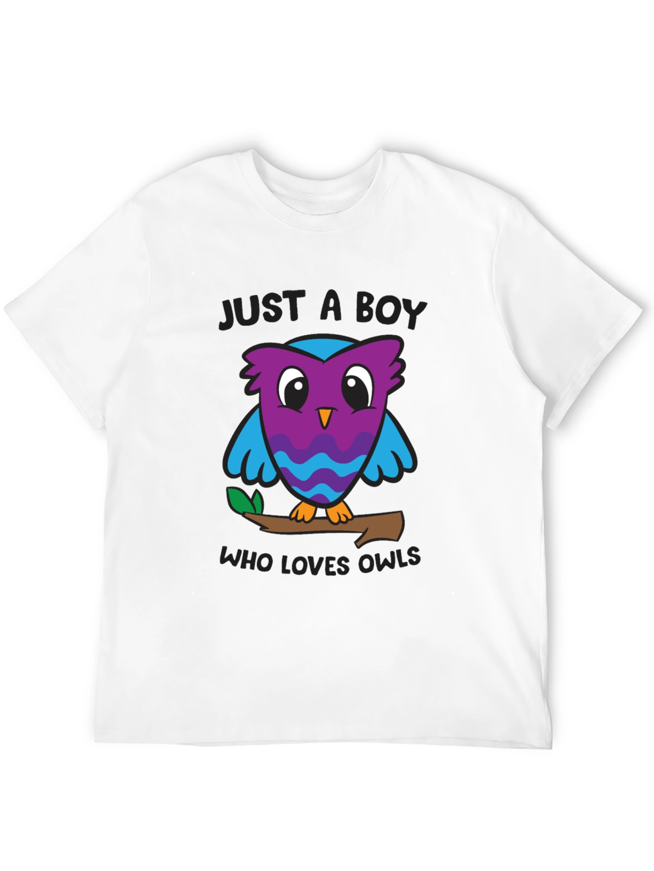 Black Just A Boy Who Loves Owls Graphic T-Shirt view 12