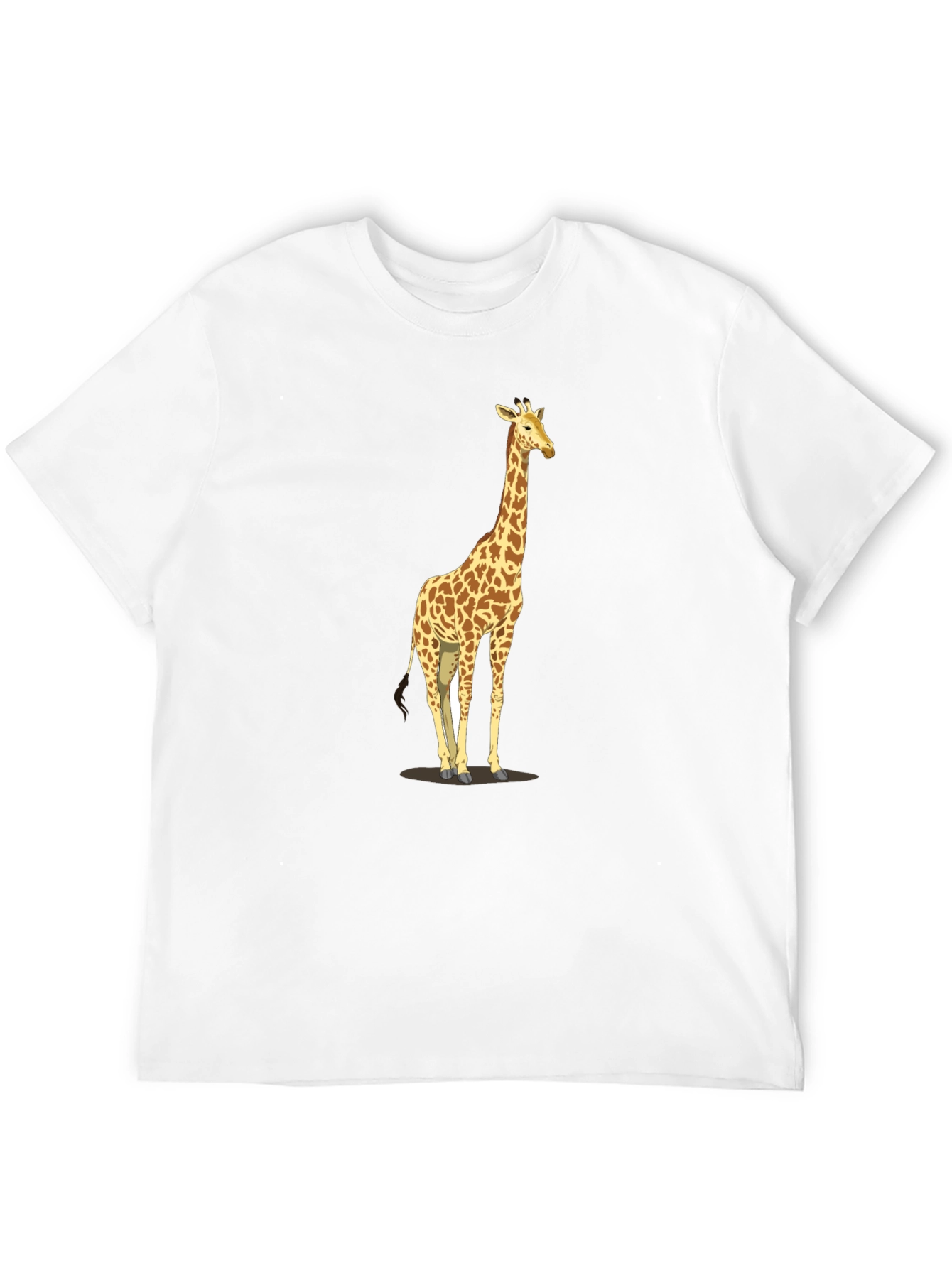 Black Giraffe Print Black T-Shirt - Men's Casual Tee view 12