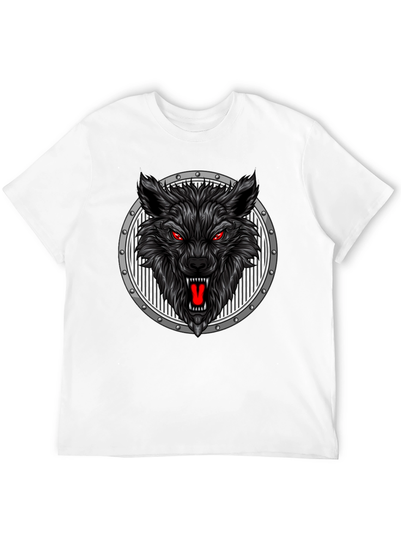 Black Wolf Head Graphic Black T-Shirt view 12