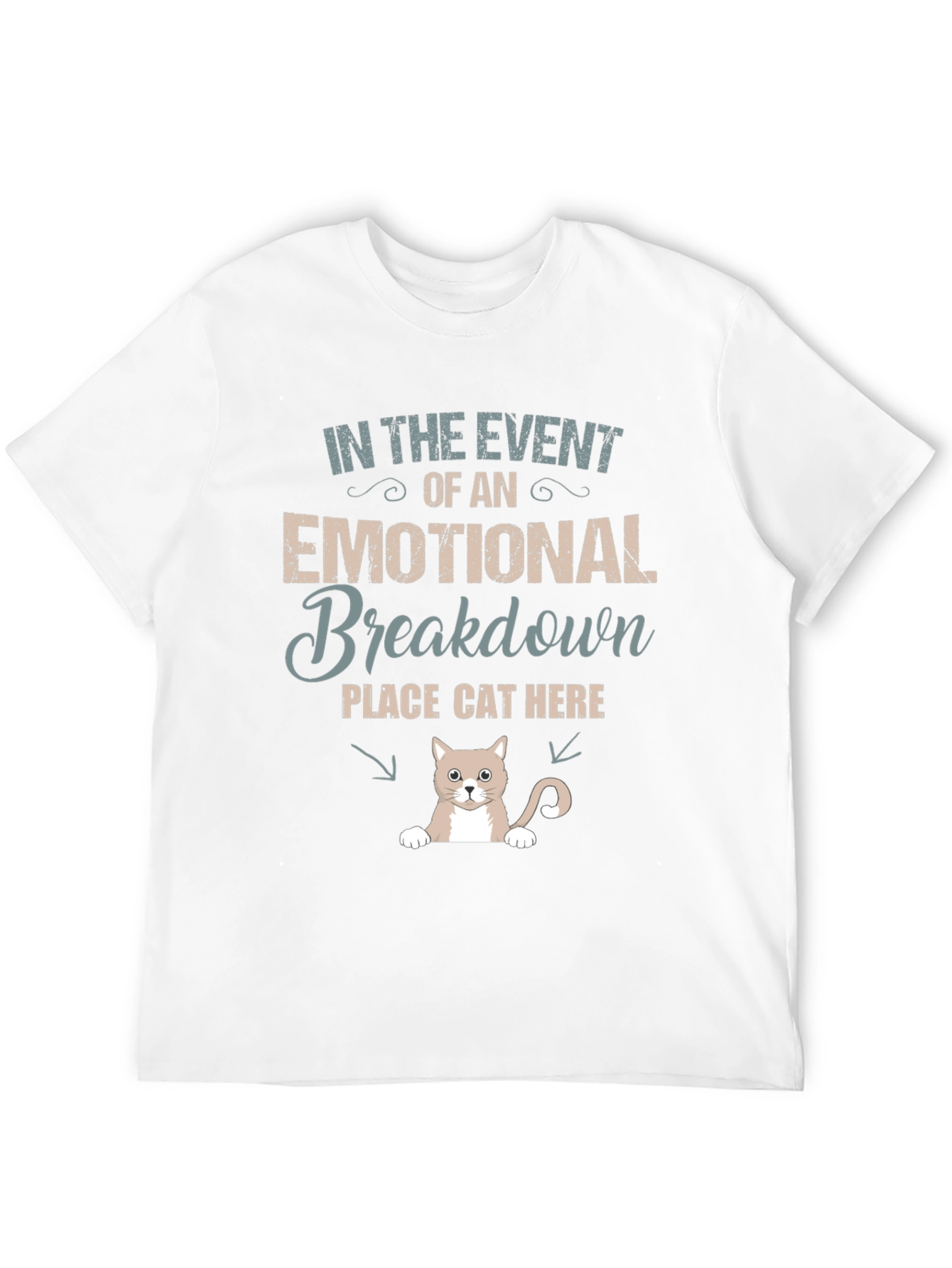 Black Emotional Breakdown Cat Here Graphic Tee view 12