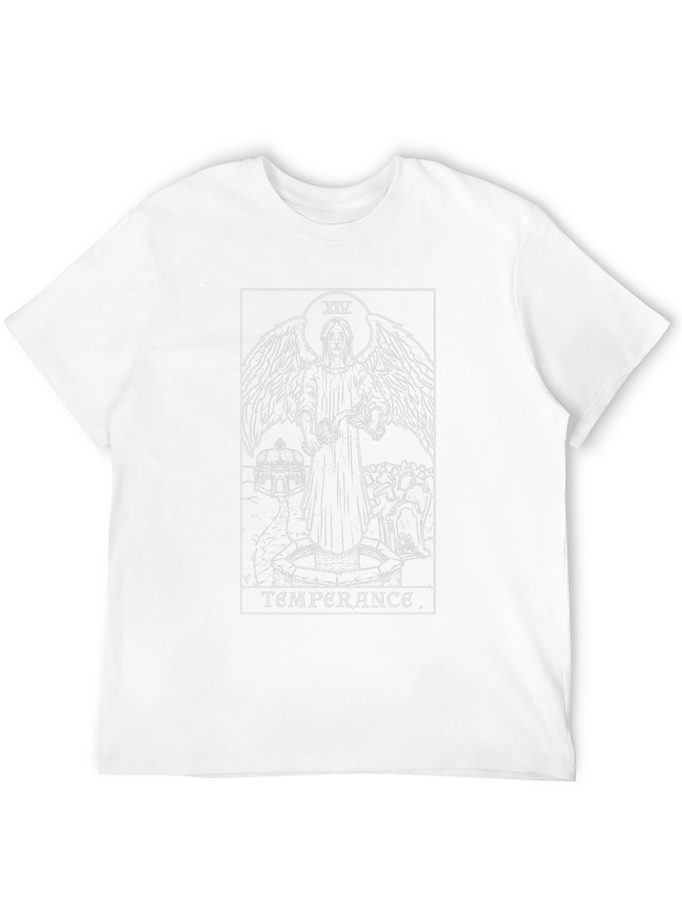 Black Temperance Tarot Card Graphic Tee - Unisex Black T-Shirt view 12