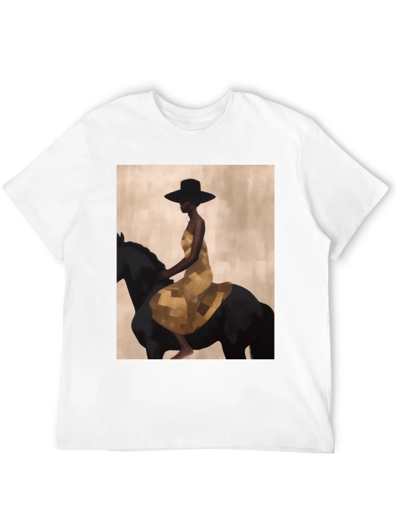 Black Black T-Shirt with Woman Riding Horse Design view 12