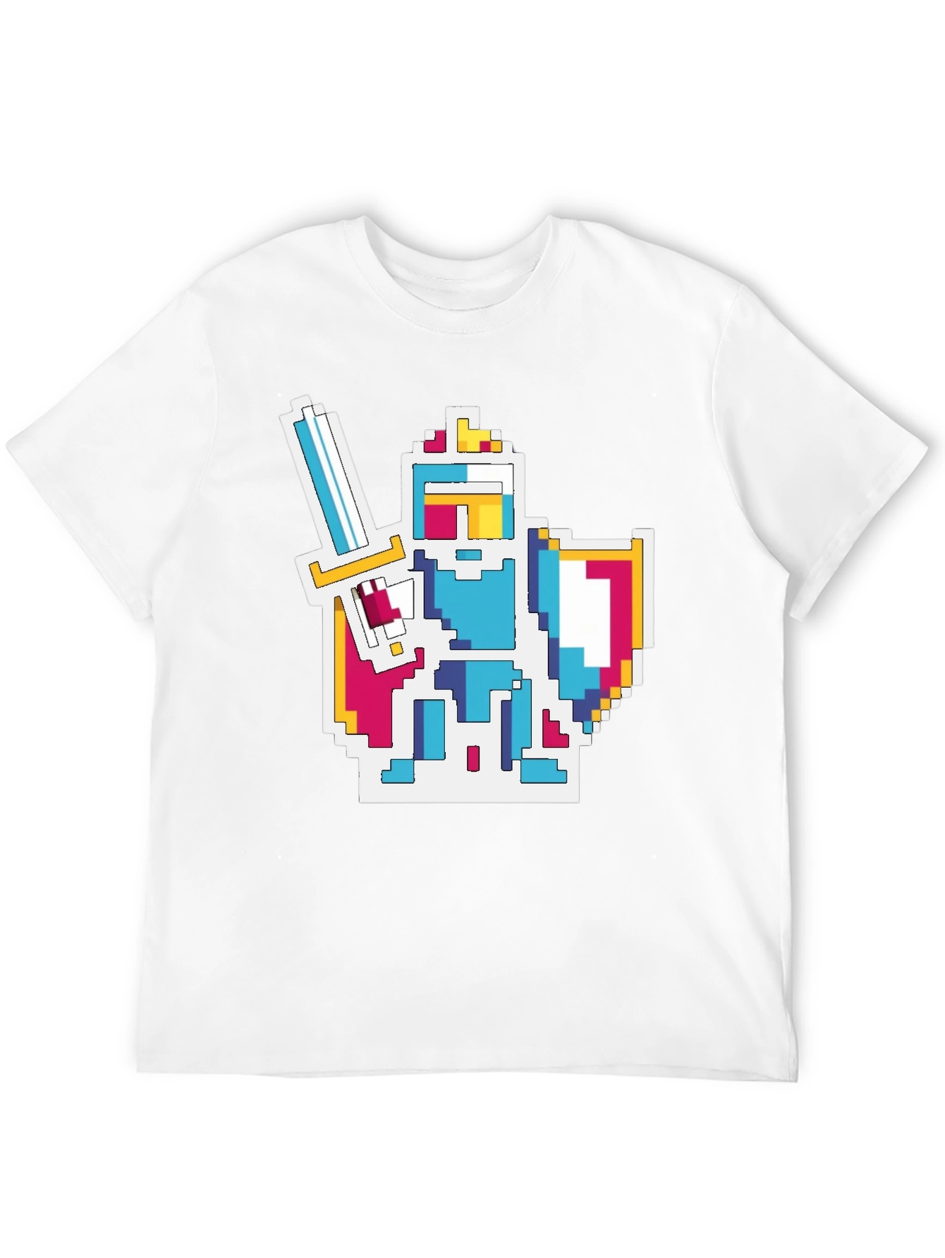 Black Pixel Knight Graphic Tee - Black Cotton Blend T-Shirt view 12