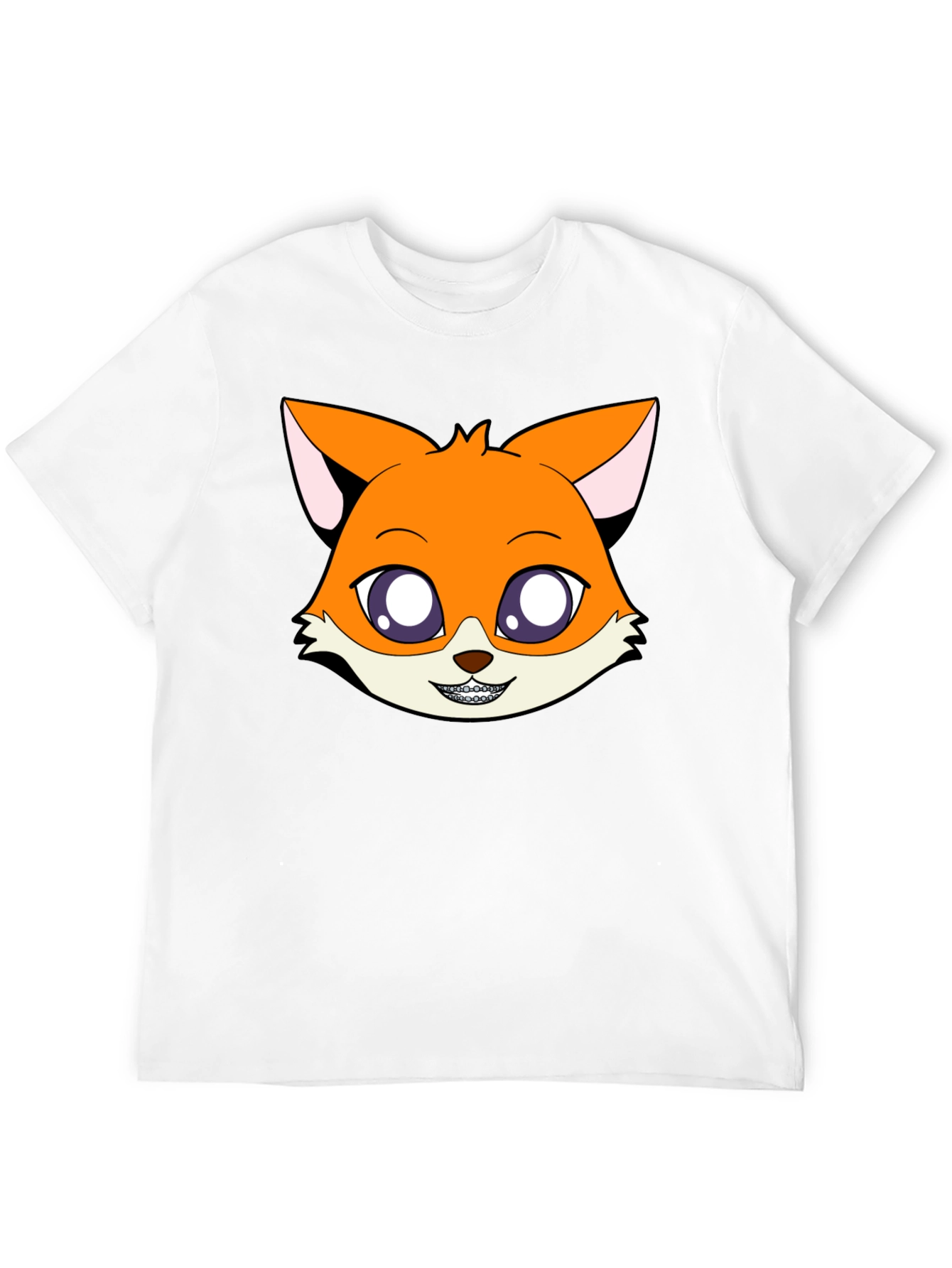 Black Cartoon Fox Graphic Tee - Unisex Black T-Shirt view 12