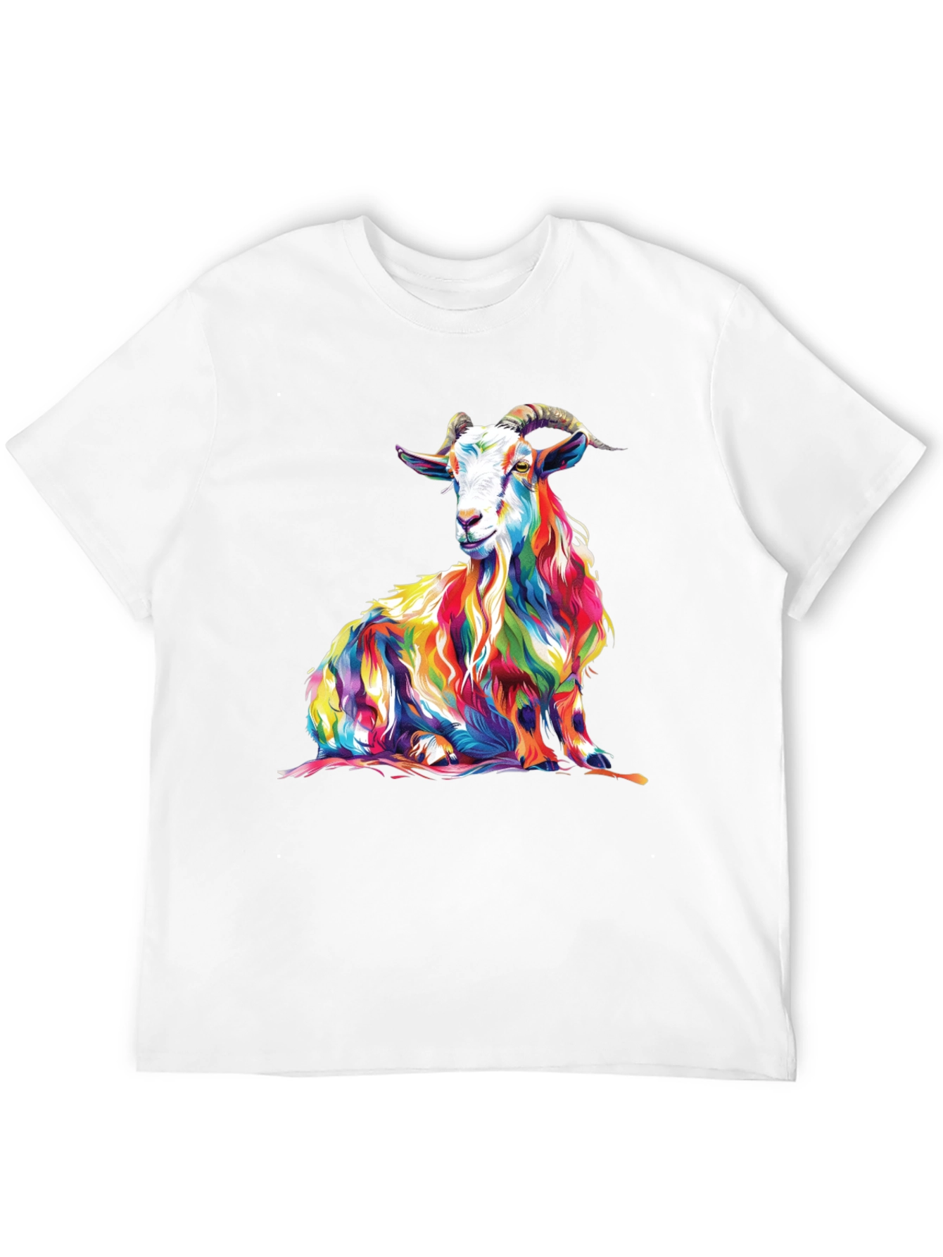 Black Colorful Goat Graphic Tee - Men's Black T-Shirt view 12