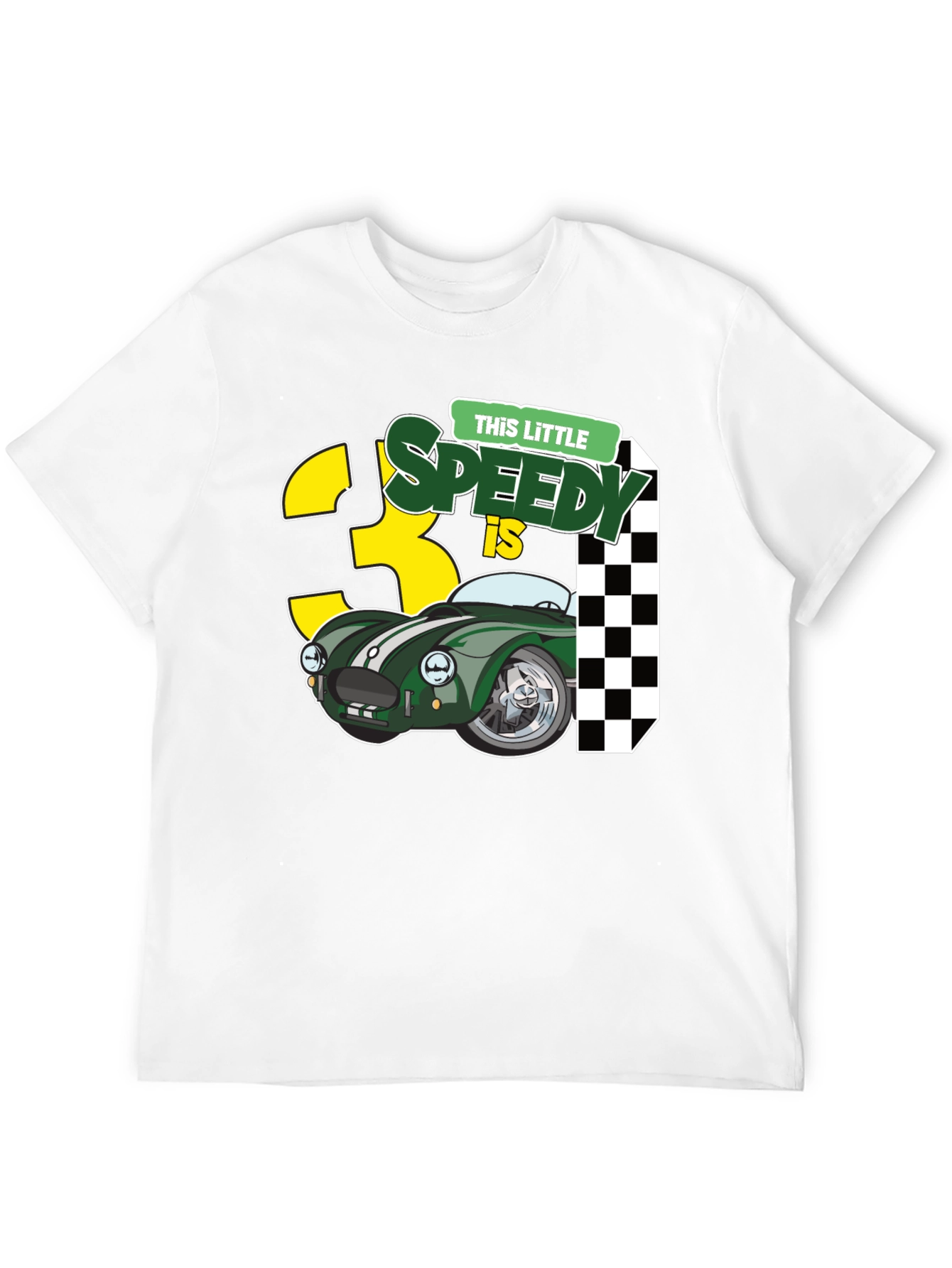 Black Little Speedy is 3 T-Shirt - Racing Car 3rd Birthday Tee view 12