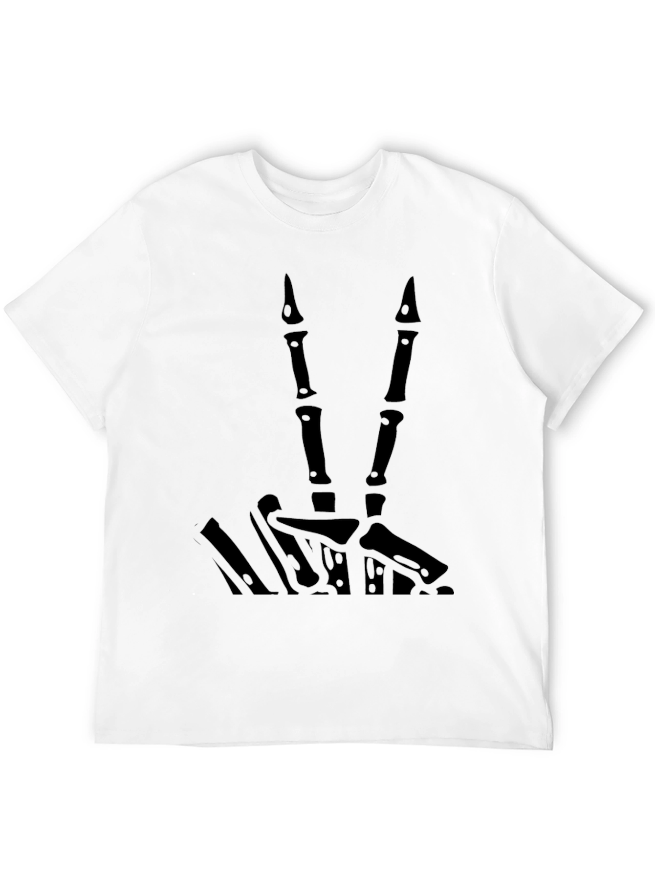 Black Skeleton Hand Peace Sign Graphic T-Shirt - Black view 12