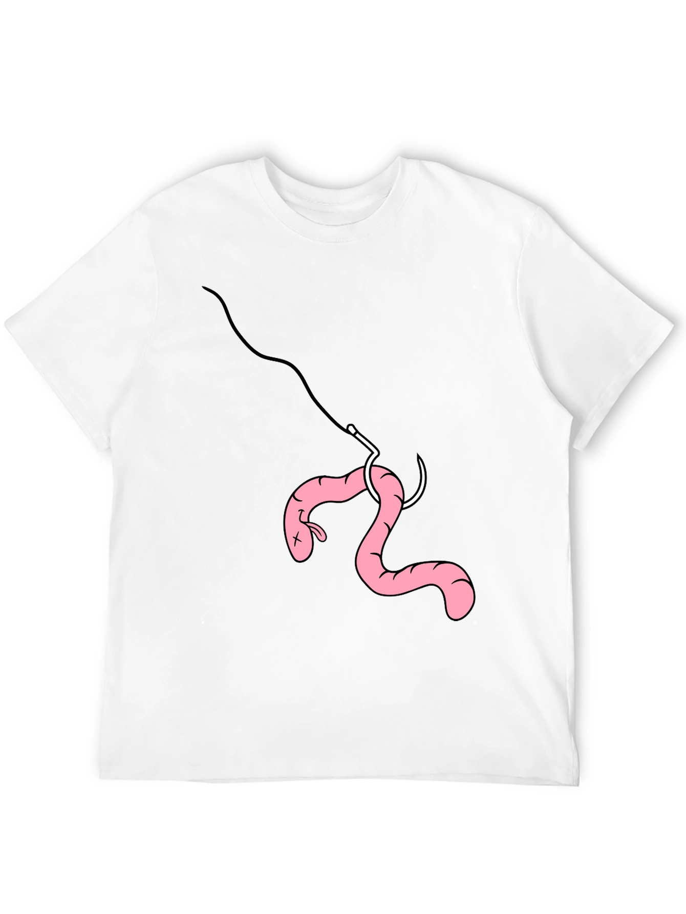 Black Funny Fishing Worm Hook T-Shirt view 12