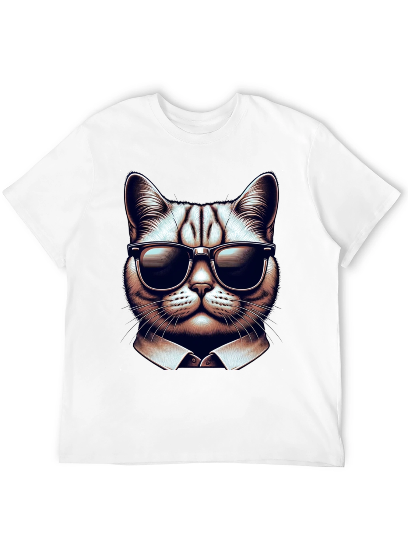Black Cool Cat in Shades Graphic Tee - Black Cotton T-Shirt view 12