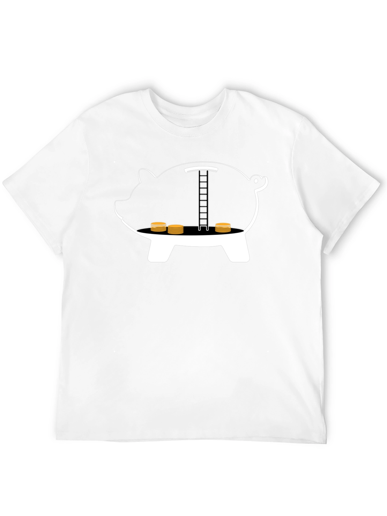 Black Piggy Bank Ladder Funny T-Shirt view 12