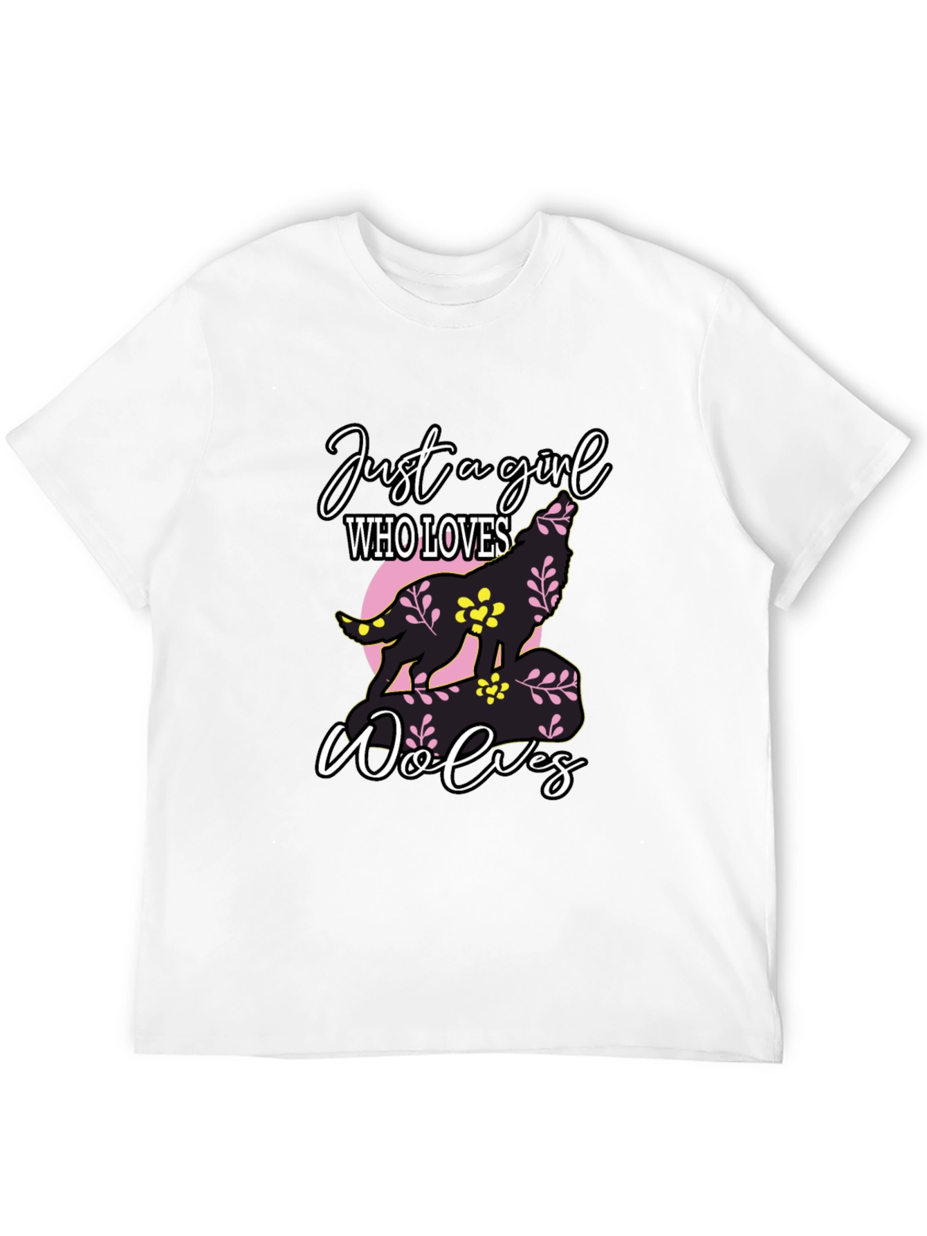 Black Just a Girl Who Loves Wolves T-Shirt view 12