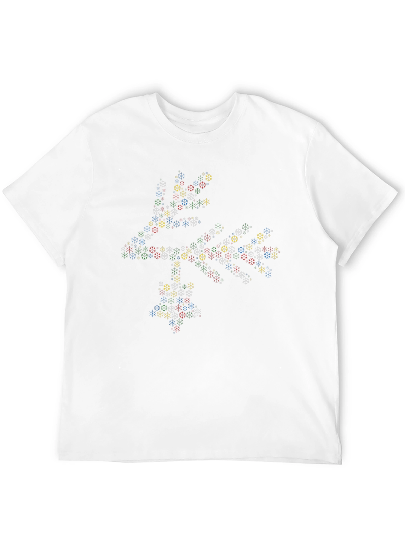 Black Geometric Snowflake Pattern Black T-Shirt view 12