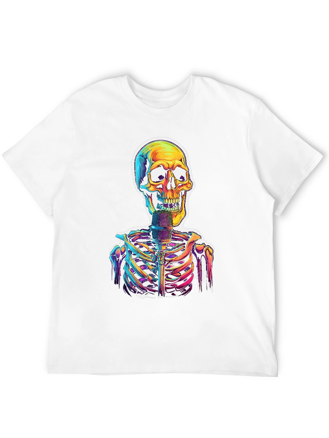 Black Skeleton Singer Graphic Tee - Cool Skull Design view 12