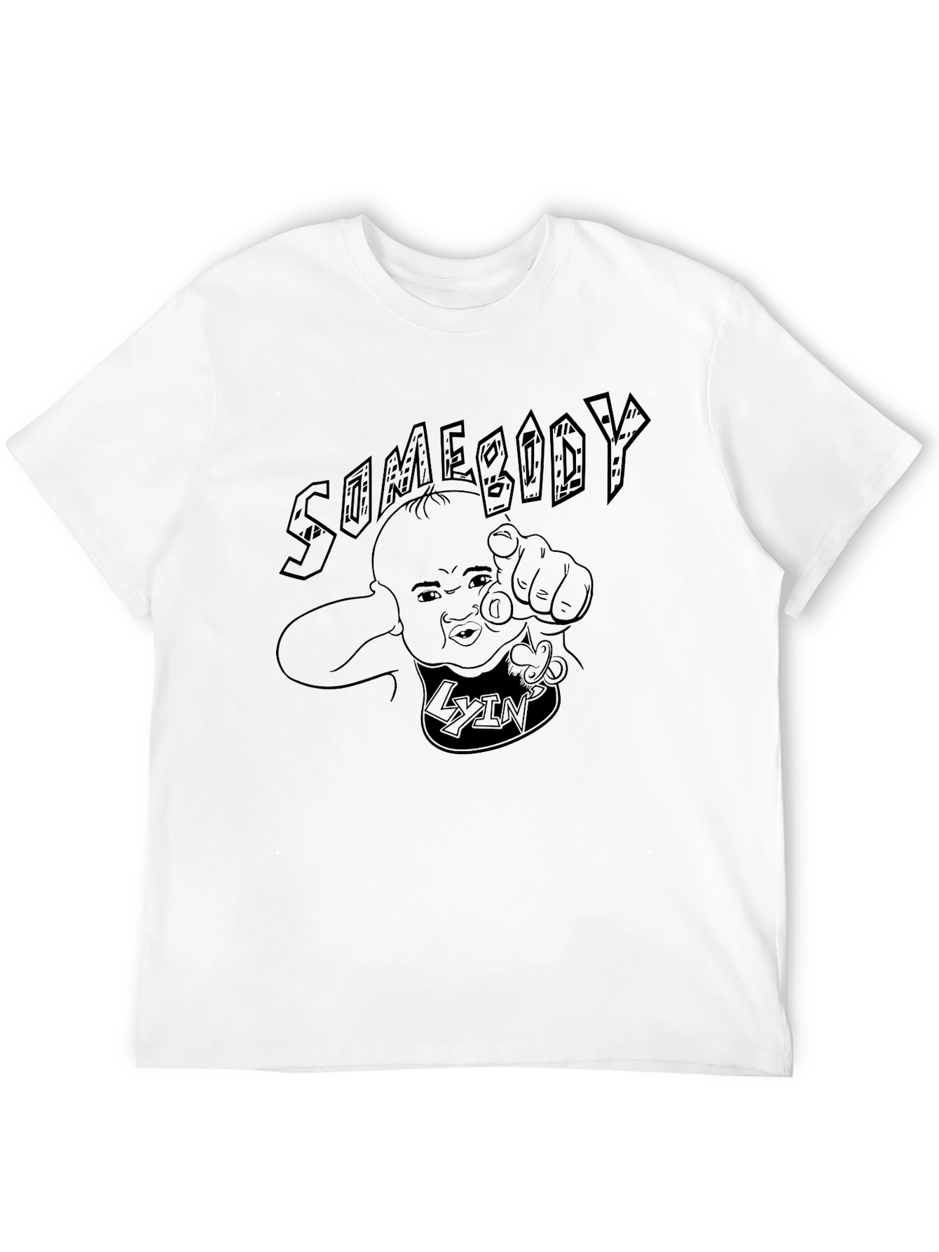 Black Somebody Lyin' Black Graphic T-Shirt view 12