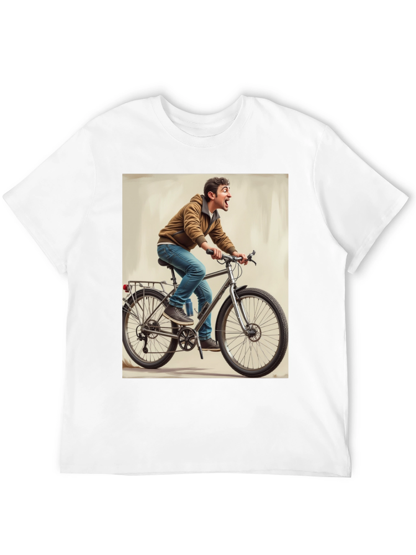 Black Funny Man on Bike Graphic Tee - Black view 12