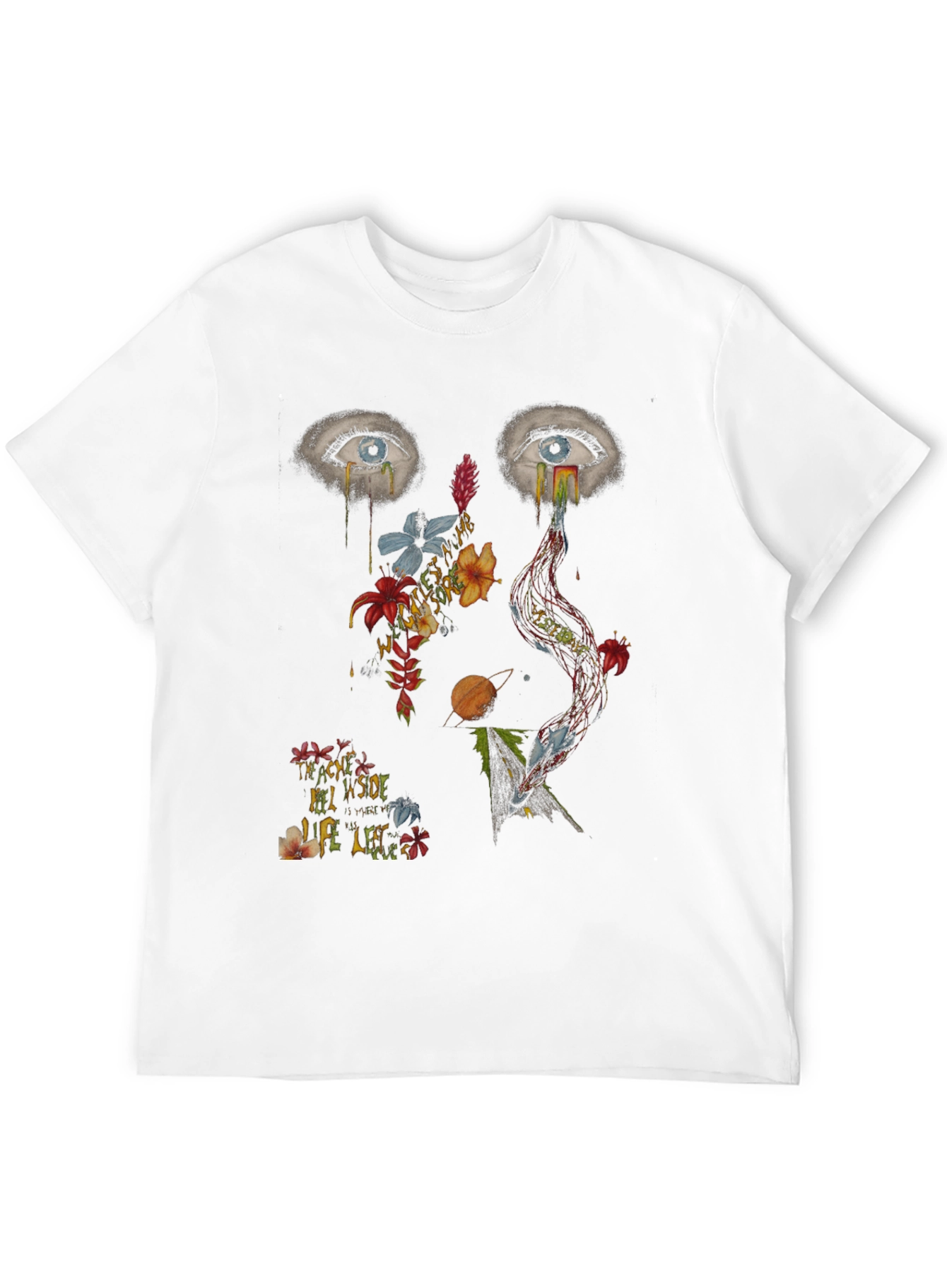 Black Artistic Graphic Print Men's T-Shirt view 12