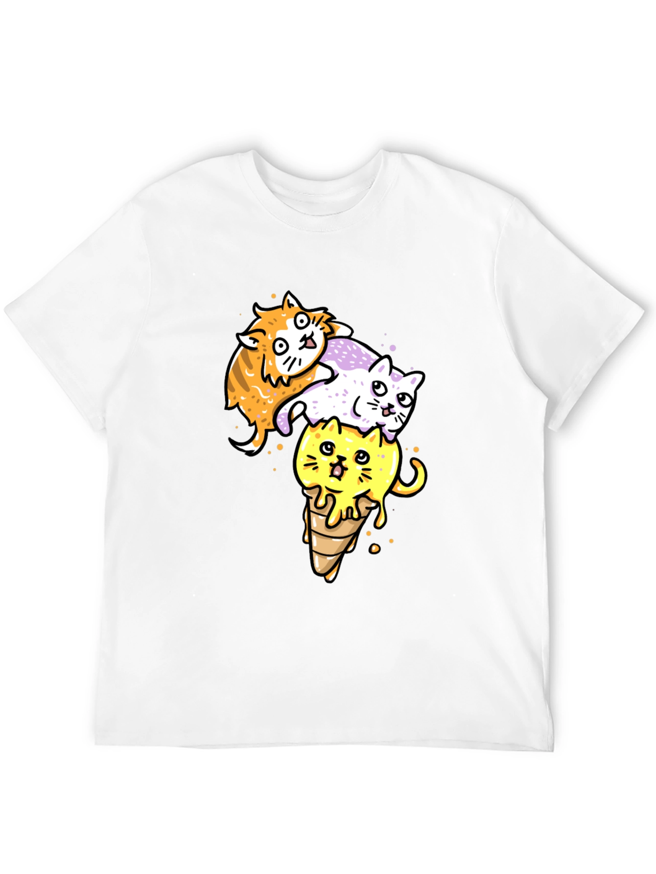 Black Cats Ice Cream T-Shirt, Fun Graphic Tee view 12
