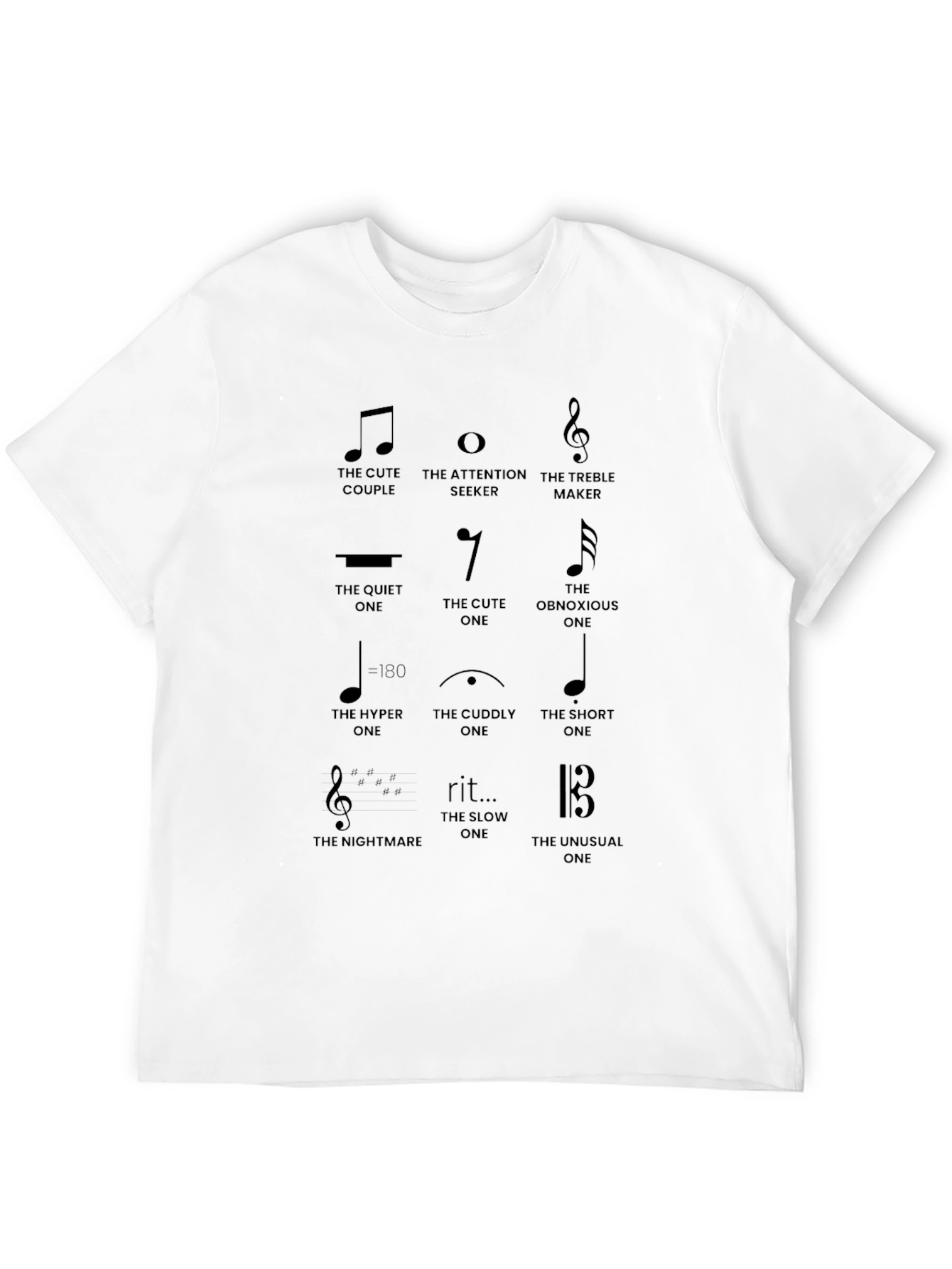 Black Music Note Personality Black T-Shirt view 12