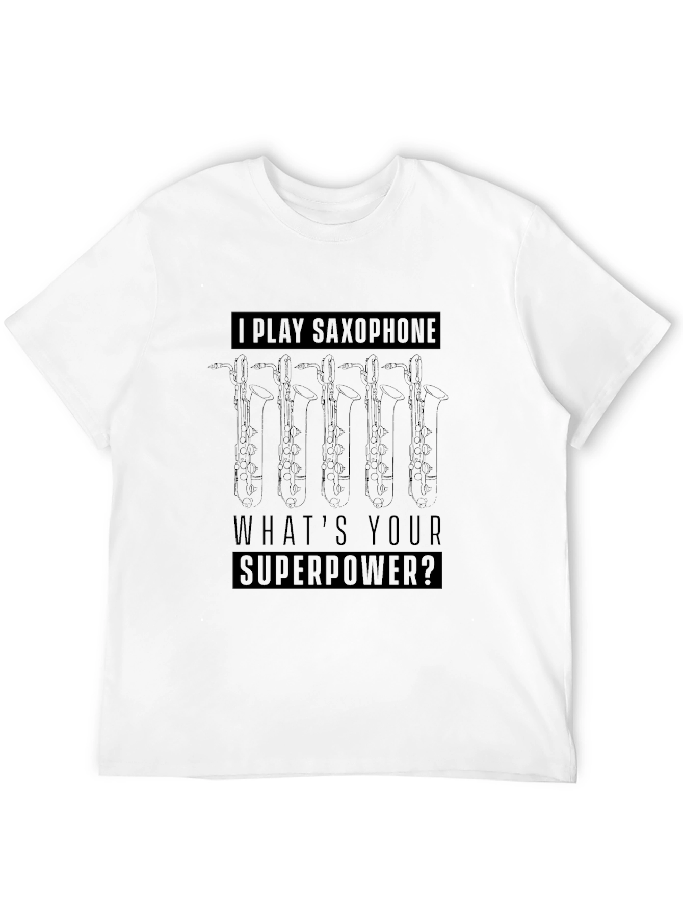 Black Saxophone Superpower T-Shirt - Musician Gift view 12