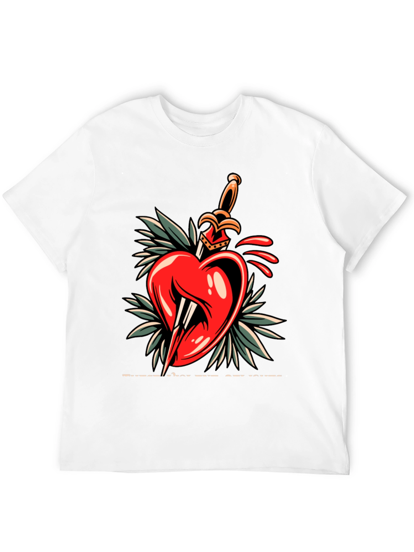 Black Heart & Dagger Graphic Tee - Edgy Streetwear Style view 12