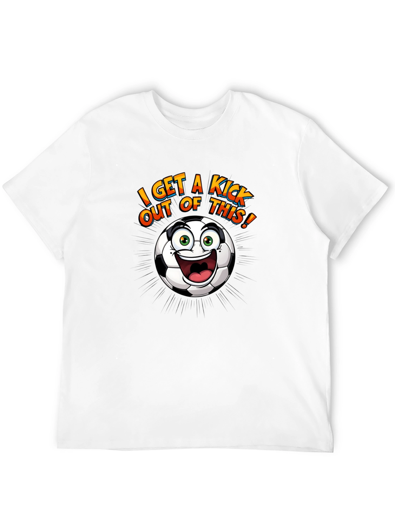Black Funny Soccer Ball Cartoon Graphic T-Shirt view 12