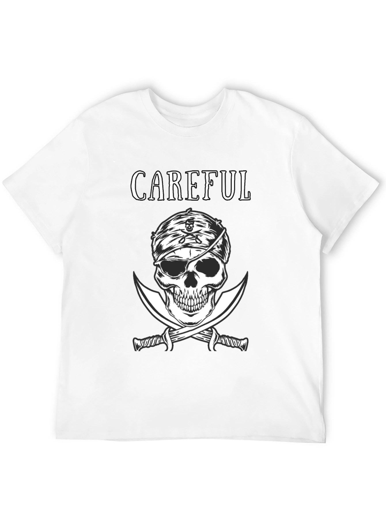 Black Careful Pirate Skull T-Shirt - Edgy Graphic Tee view 12