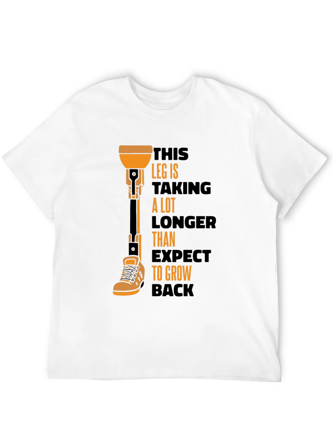 Black Humorous Prosthetic Leg T-Shirt view 12