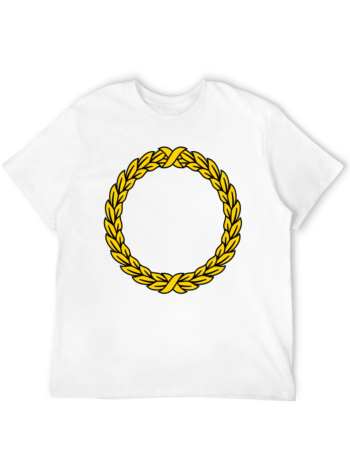 Black Black T-Shirt with Golden Wreath Design view 12