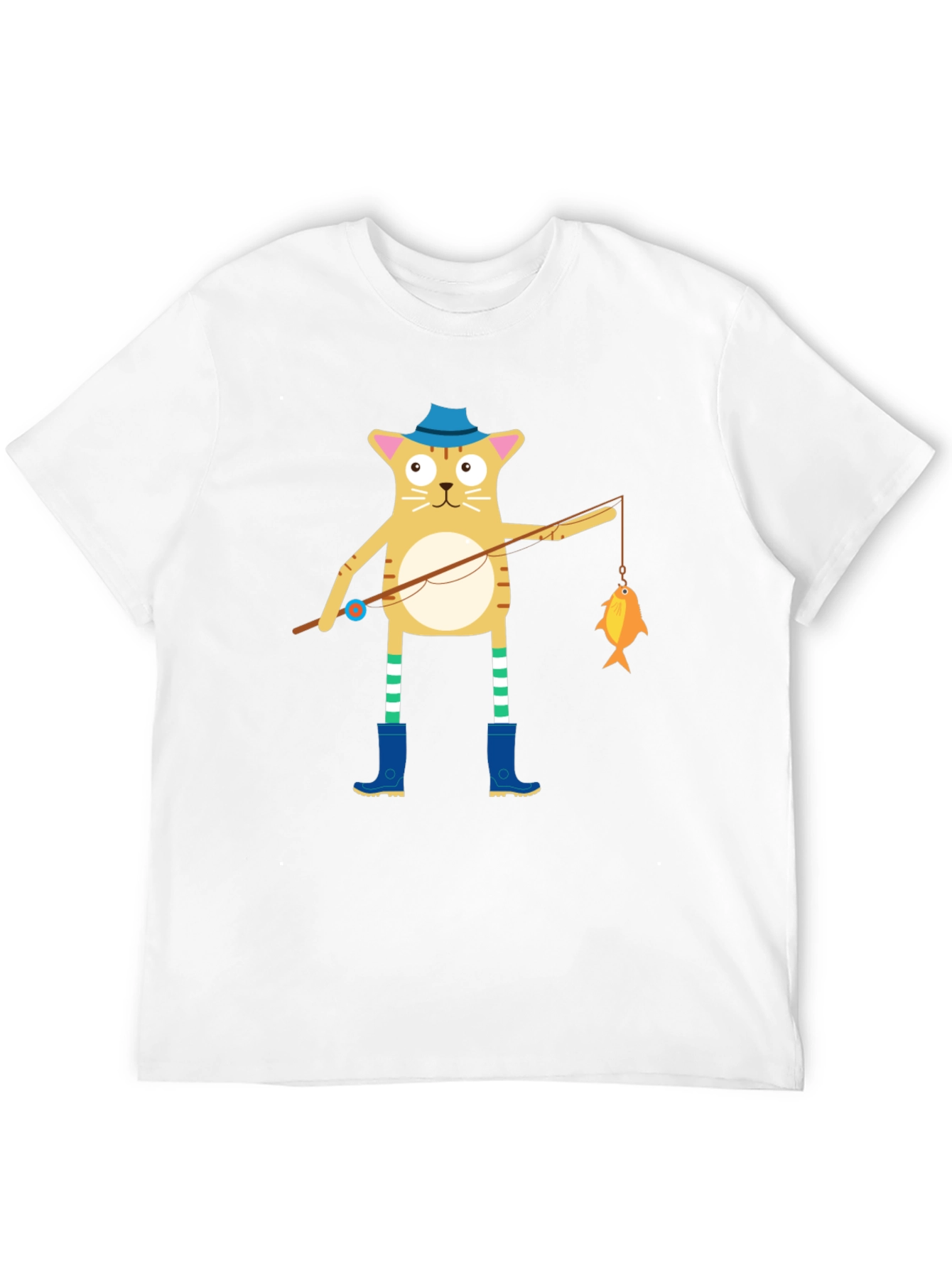 Black Cat Fisherman T-Shirt - Cute Cartoon Design view 12