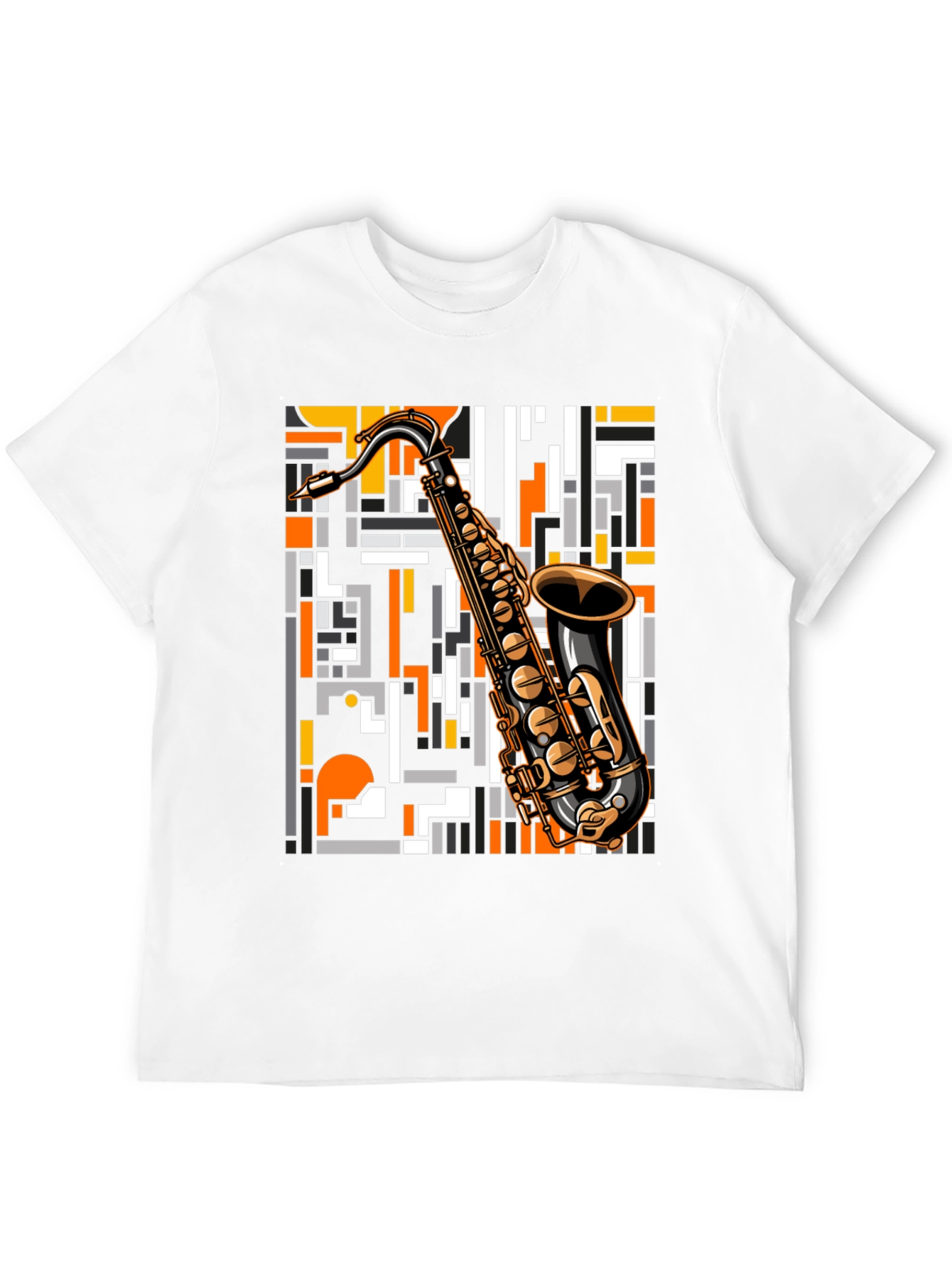 Black Saxophone Graphic Print T-Shirt - Black view 12