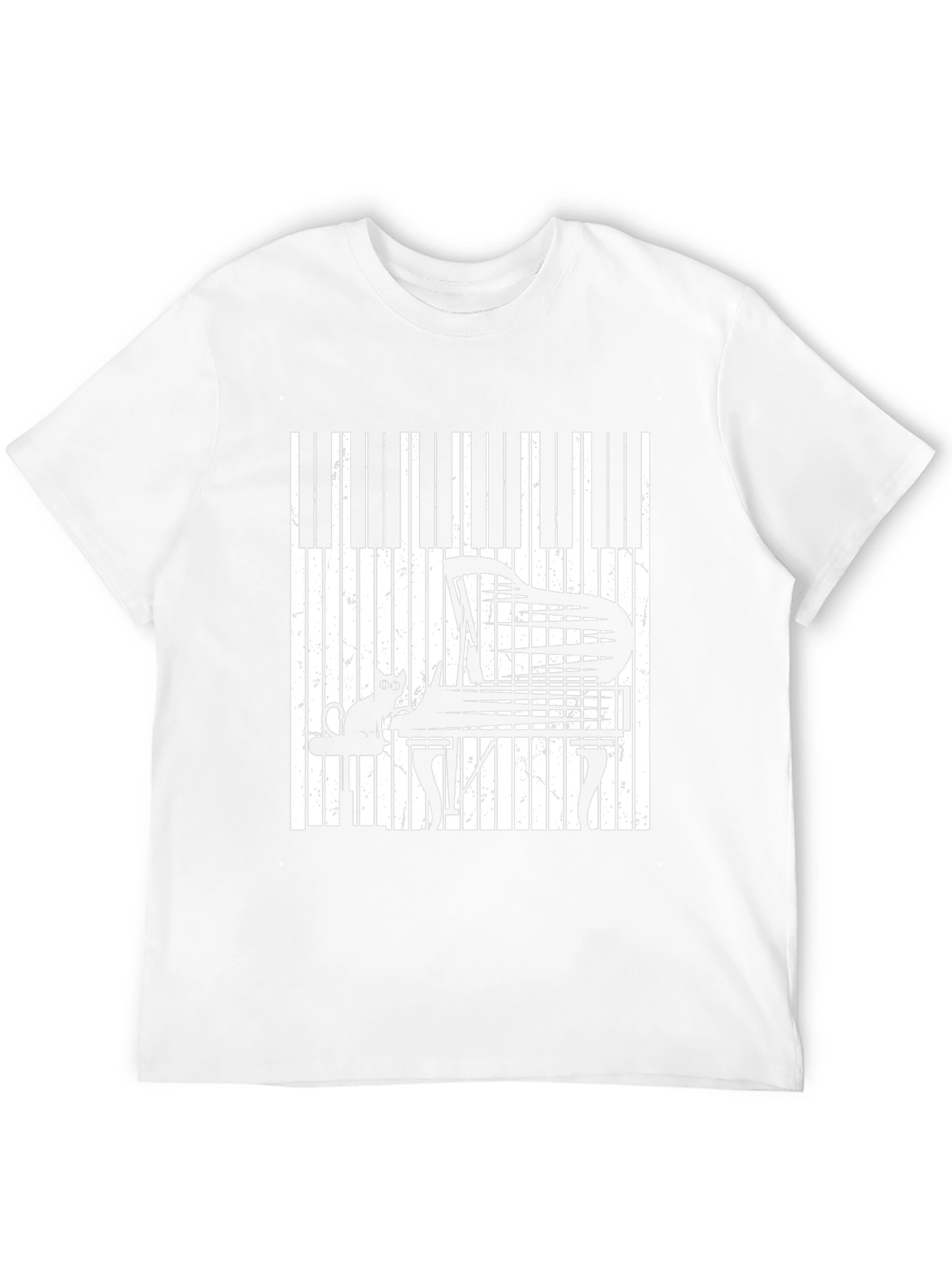 Black Piano Cat Graphic T-Shirt - Music Lover Tee view 12