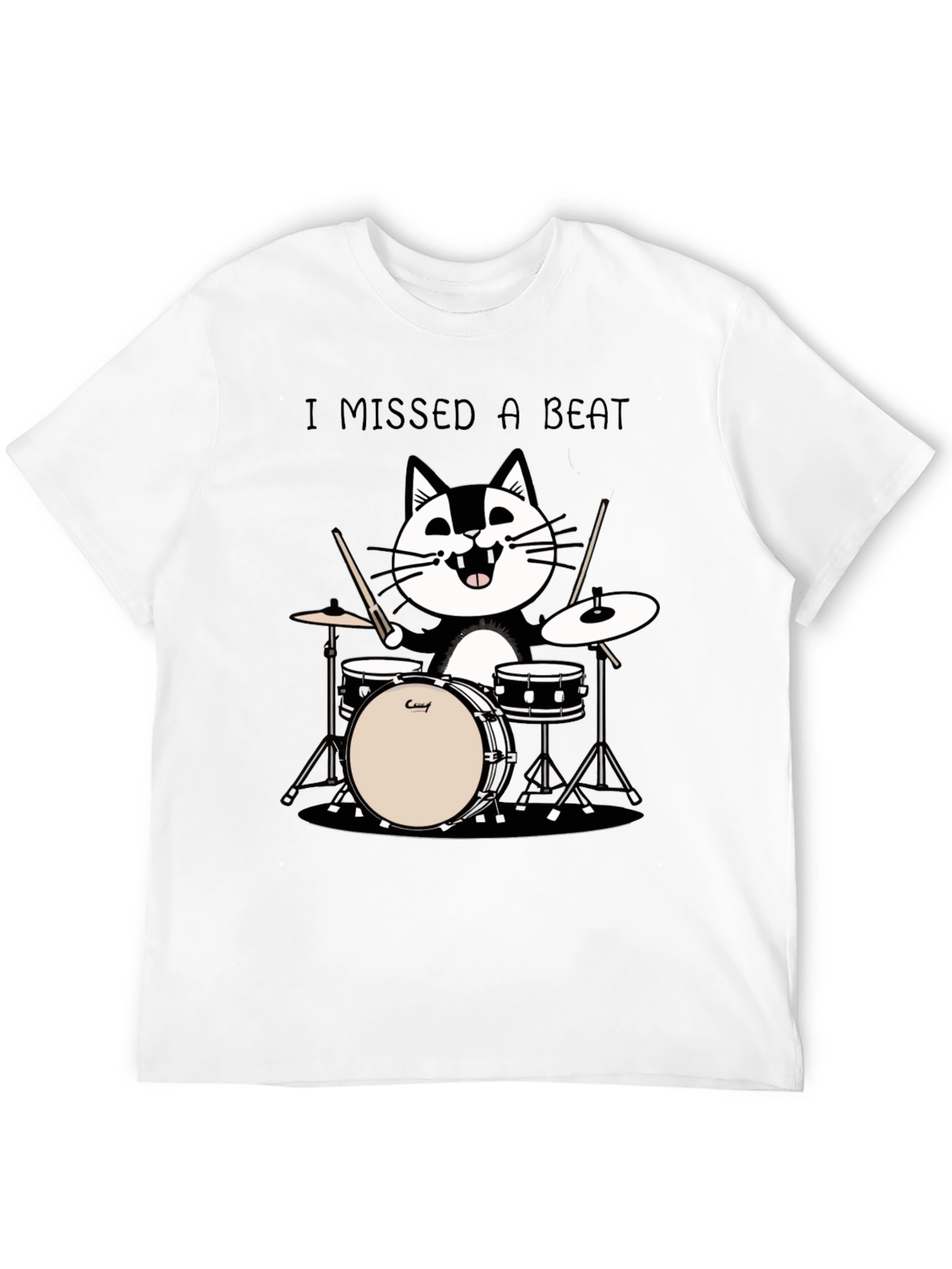Black I Missed a Beat Cat Drummer T-Shirt view 12