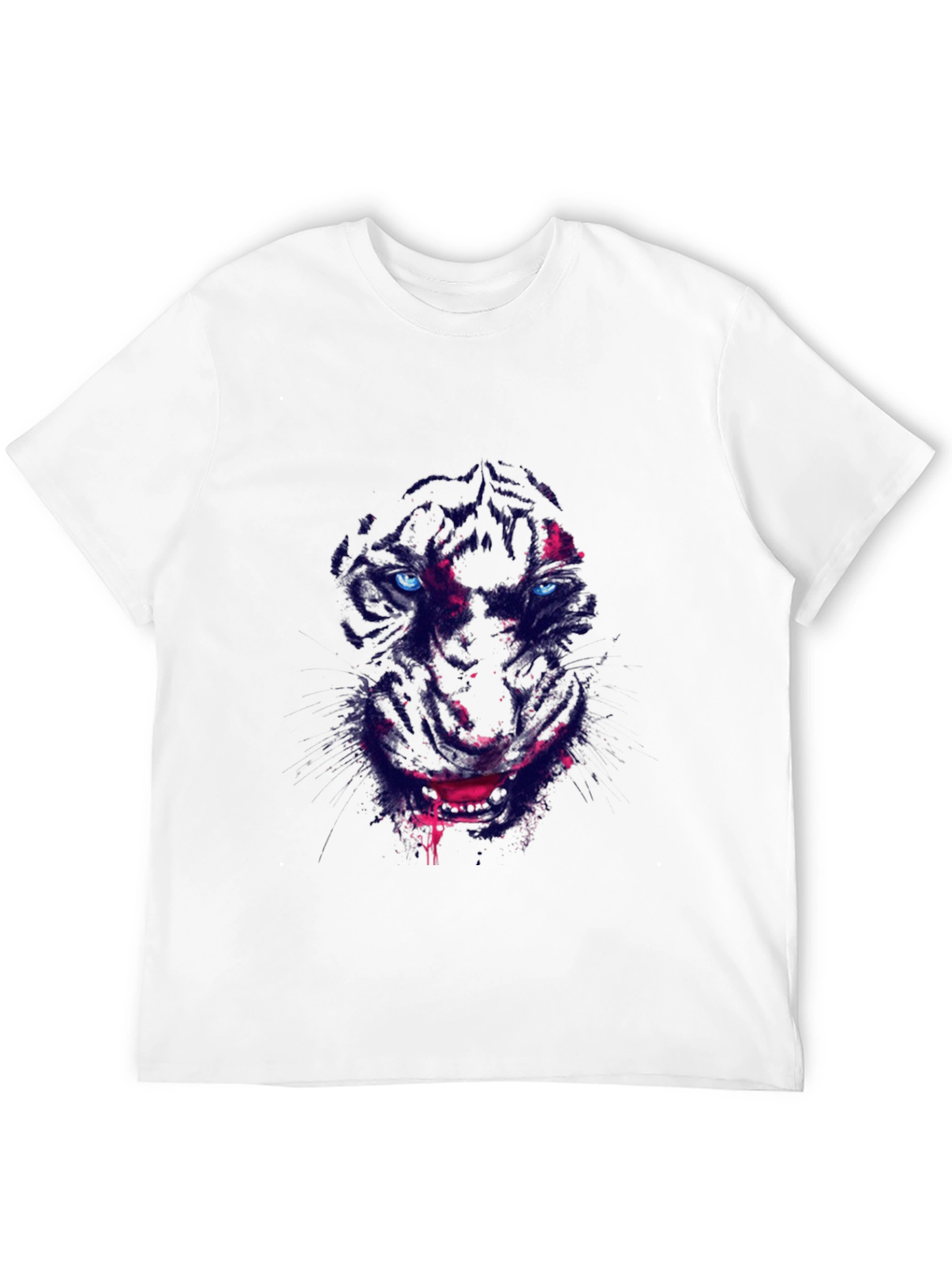 Black Men's Black T-Shirt with Wolf Graphic view 12