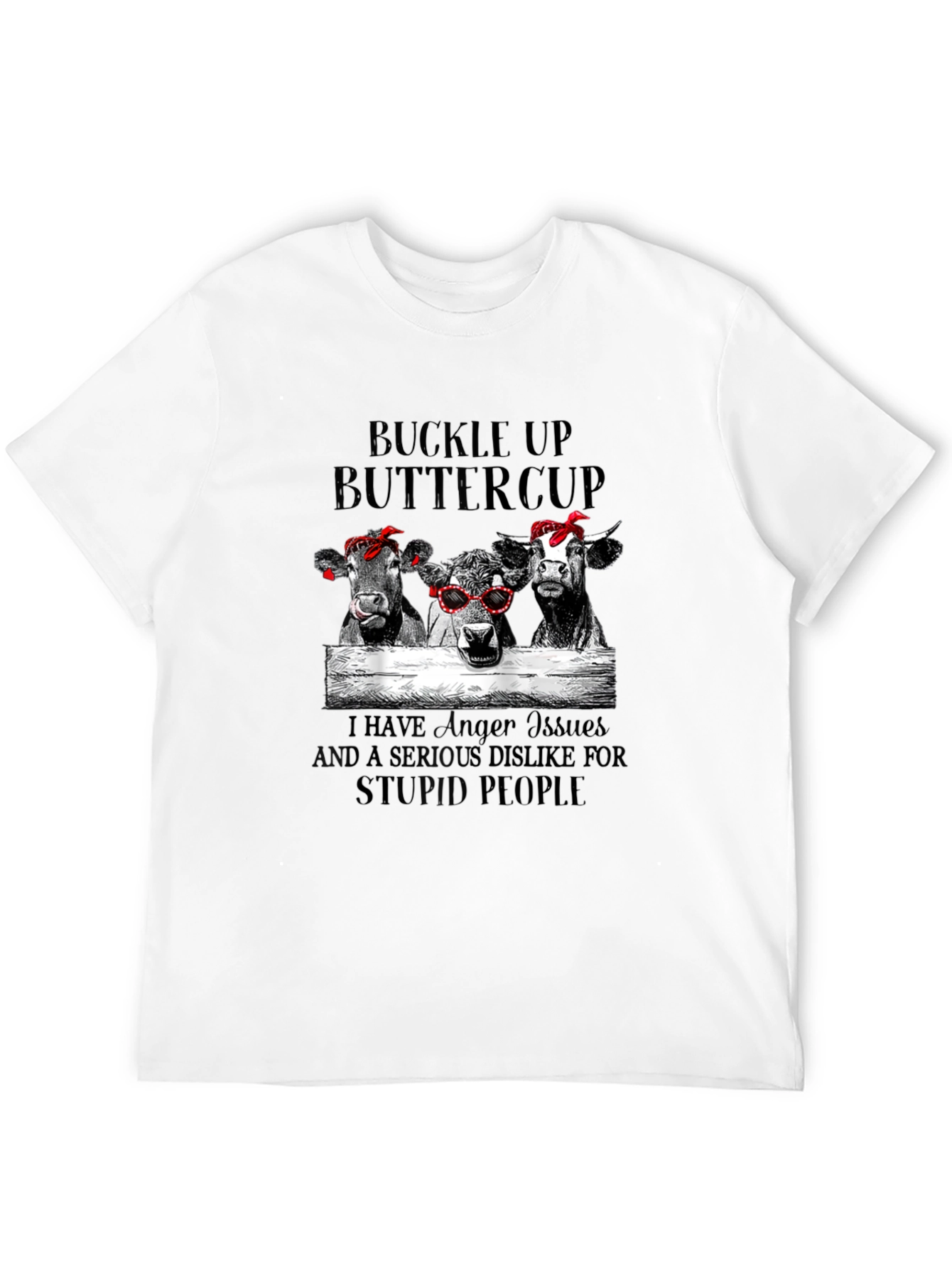 Black Buckle Up Buttercup Cows Graphic Tee view 12