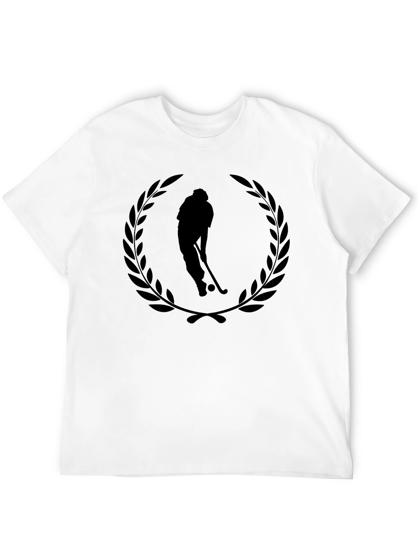 Black Hockey Player Laurel Wreath Graphic Tee view 12