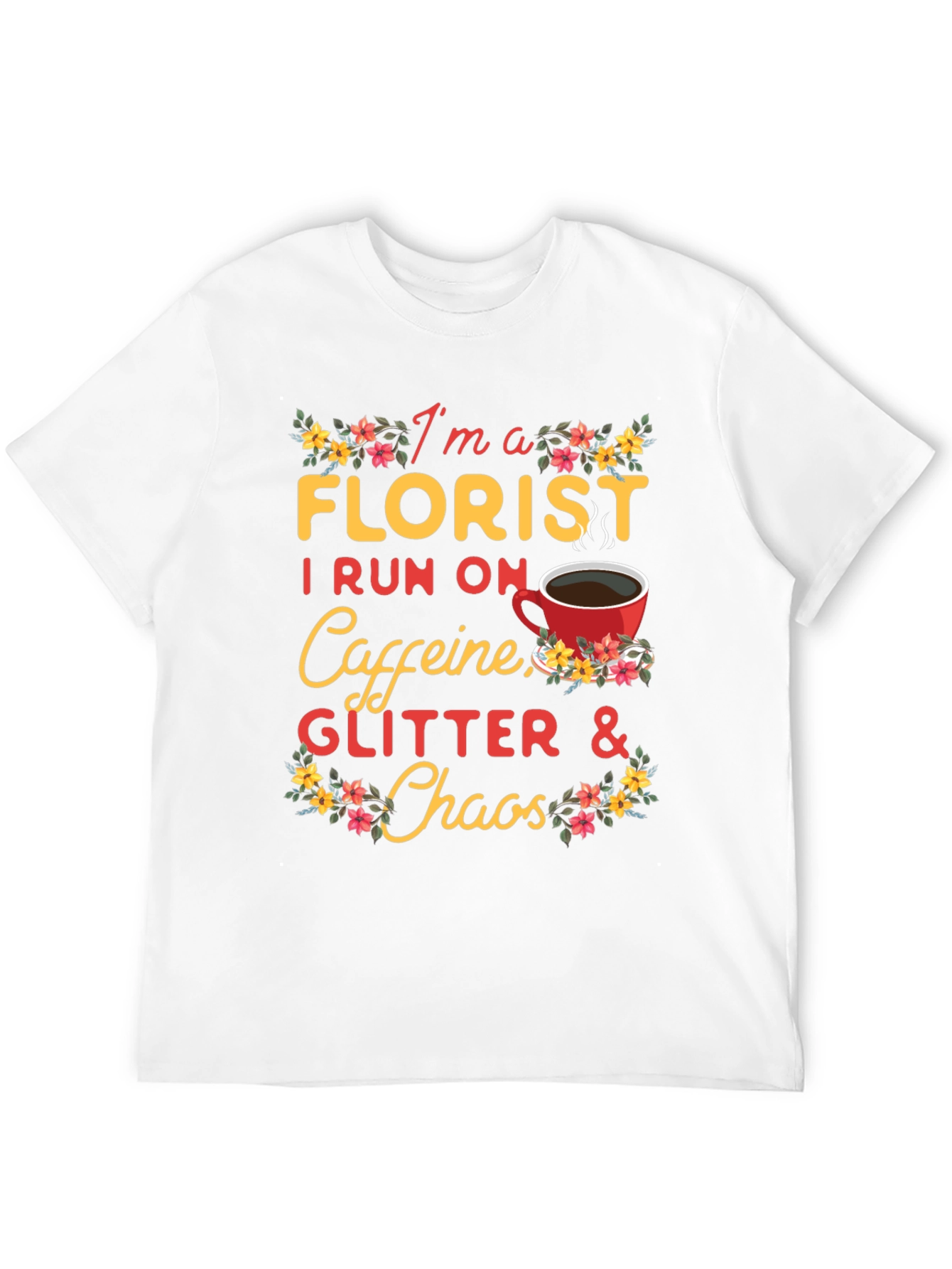 Black Florist Caffeine Glitter Chaos T-Shirt view 12