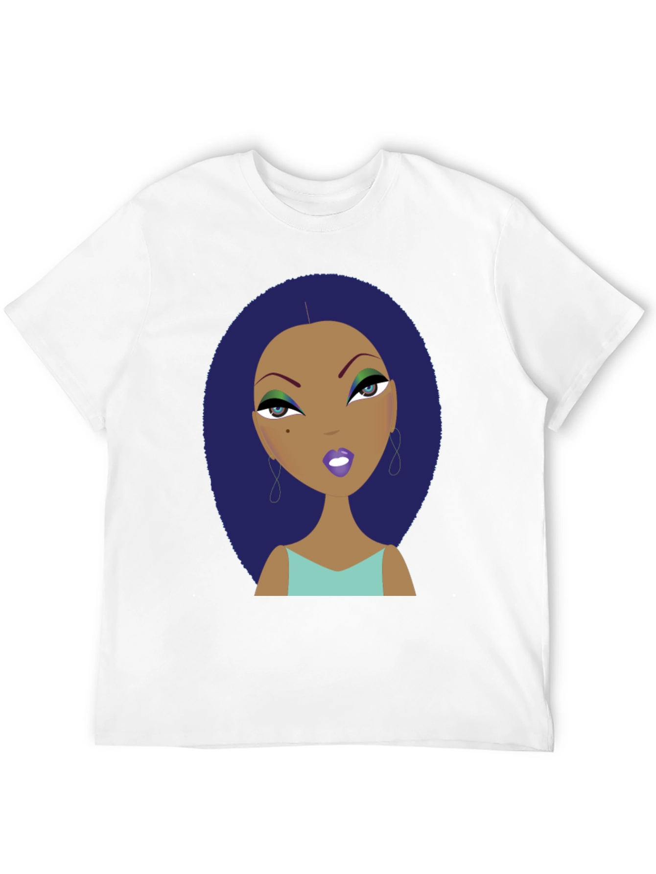 Black Funky Cartoon Lady Graphic Print Tee view 12