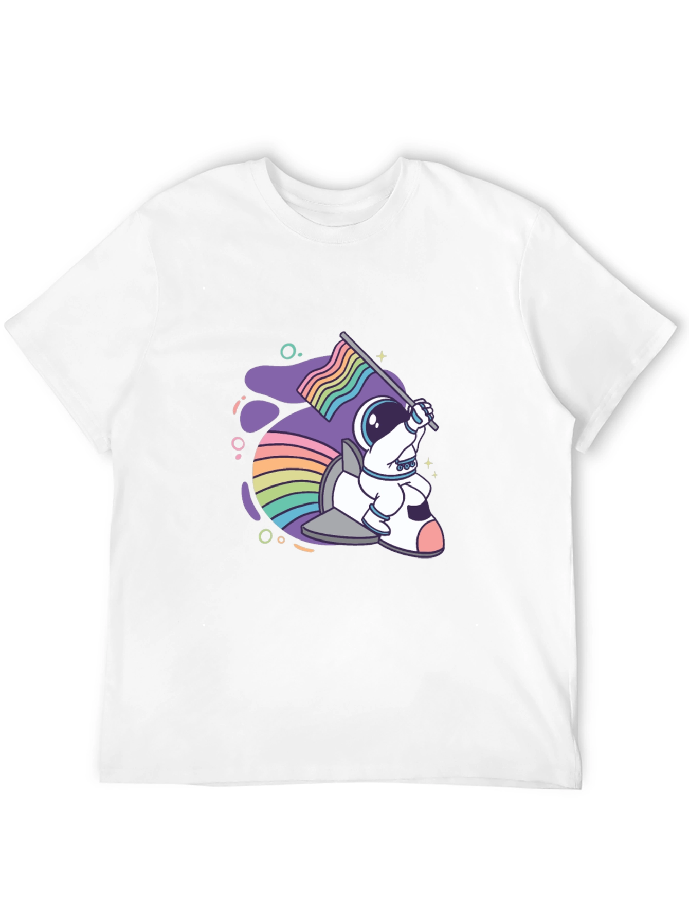 Black Astronaut Rabbit Rainbow Flag Graphic Tee view 12