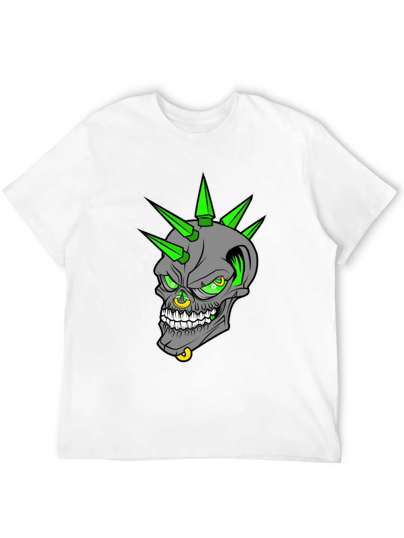 Black Edgy Skull Graphic T-Shirt - Punk Rock Style view 12
