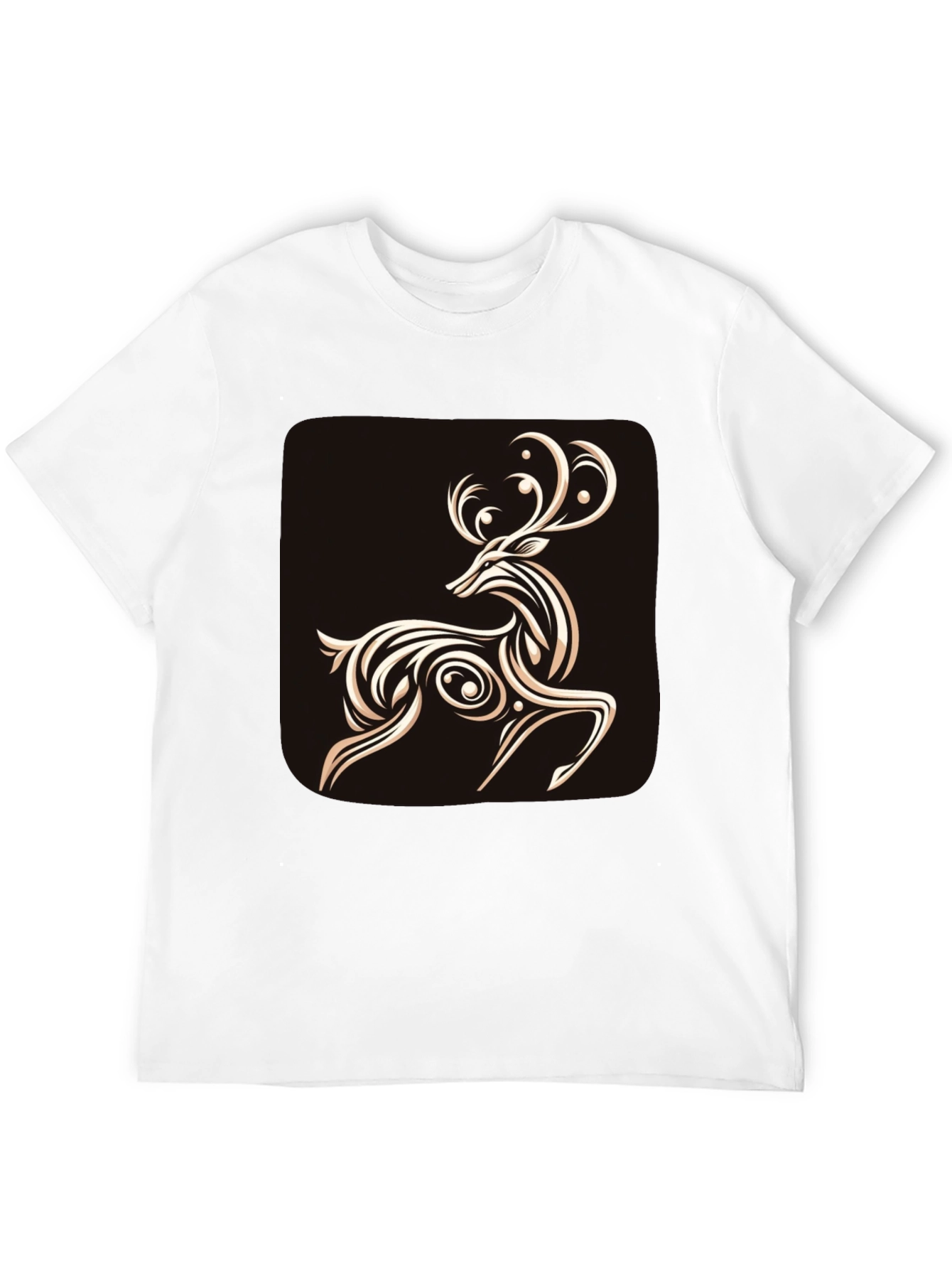 Black Elegant Deer Graphic Tee - Stylish Men's Black T-Shirt view 12