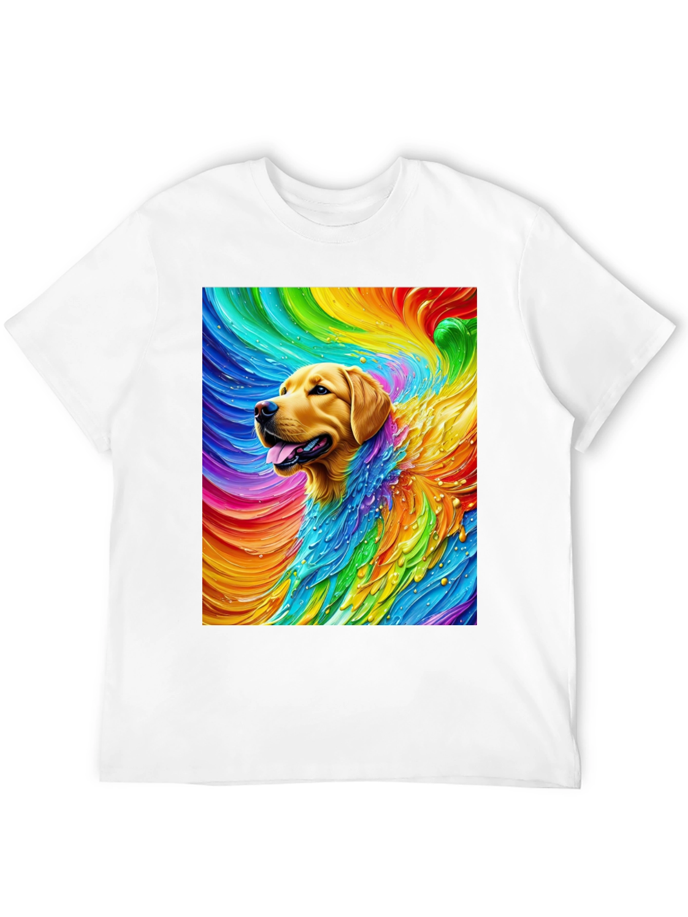 Black Rainbow Dog Graphic Tee - Soft Cotton Blend T-Shirt view 12