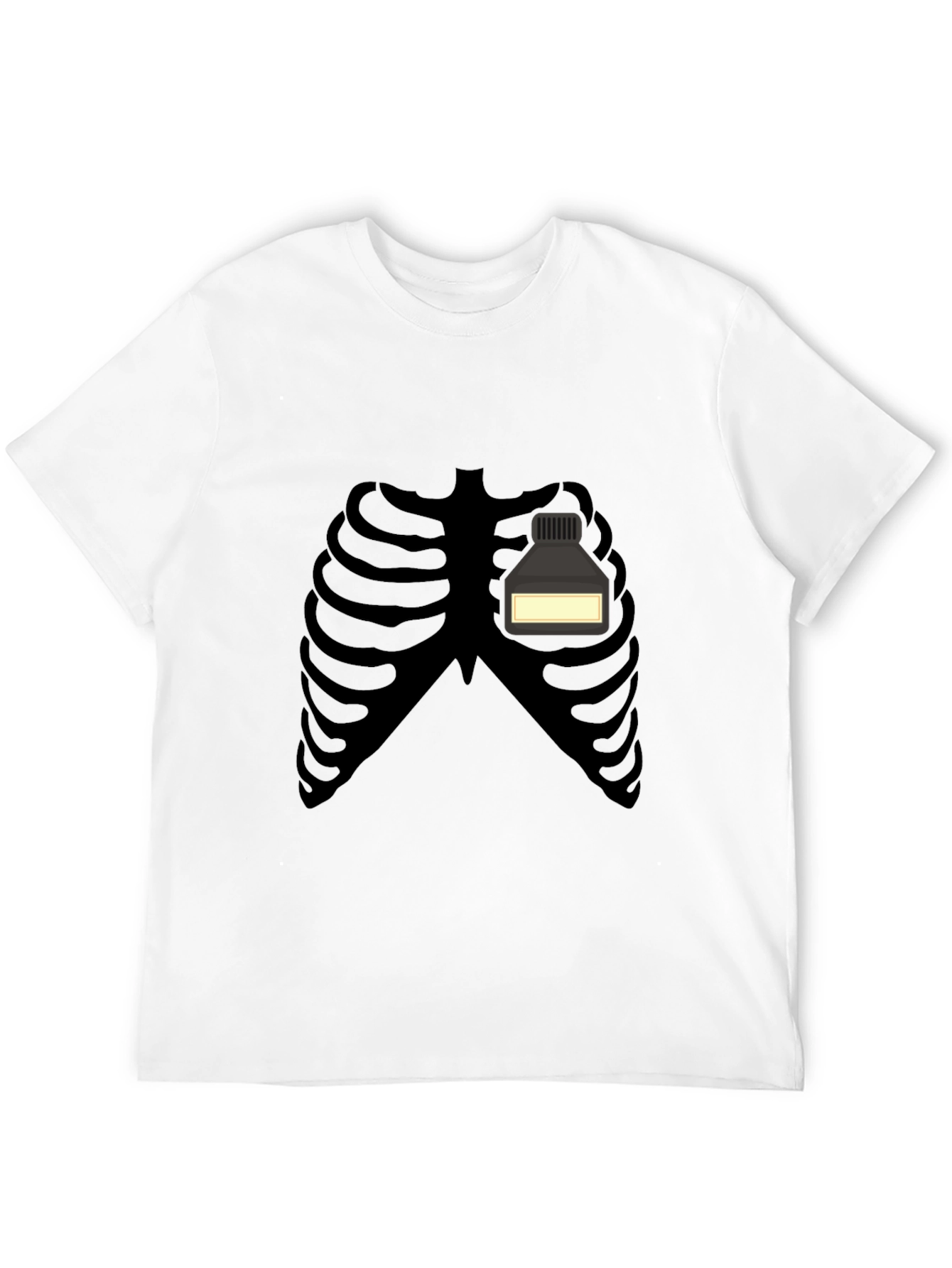Black Skeleton Rib Cage Ink Bottle Funny Graphic T-Shirt view 12
