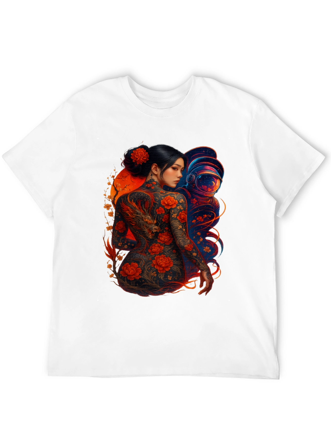 Black Dragon & Astronaut Graphic Tee - Stylish Print view 12