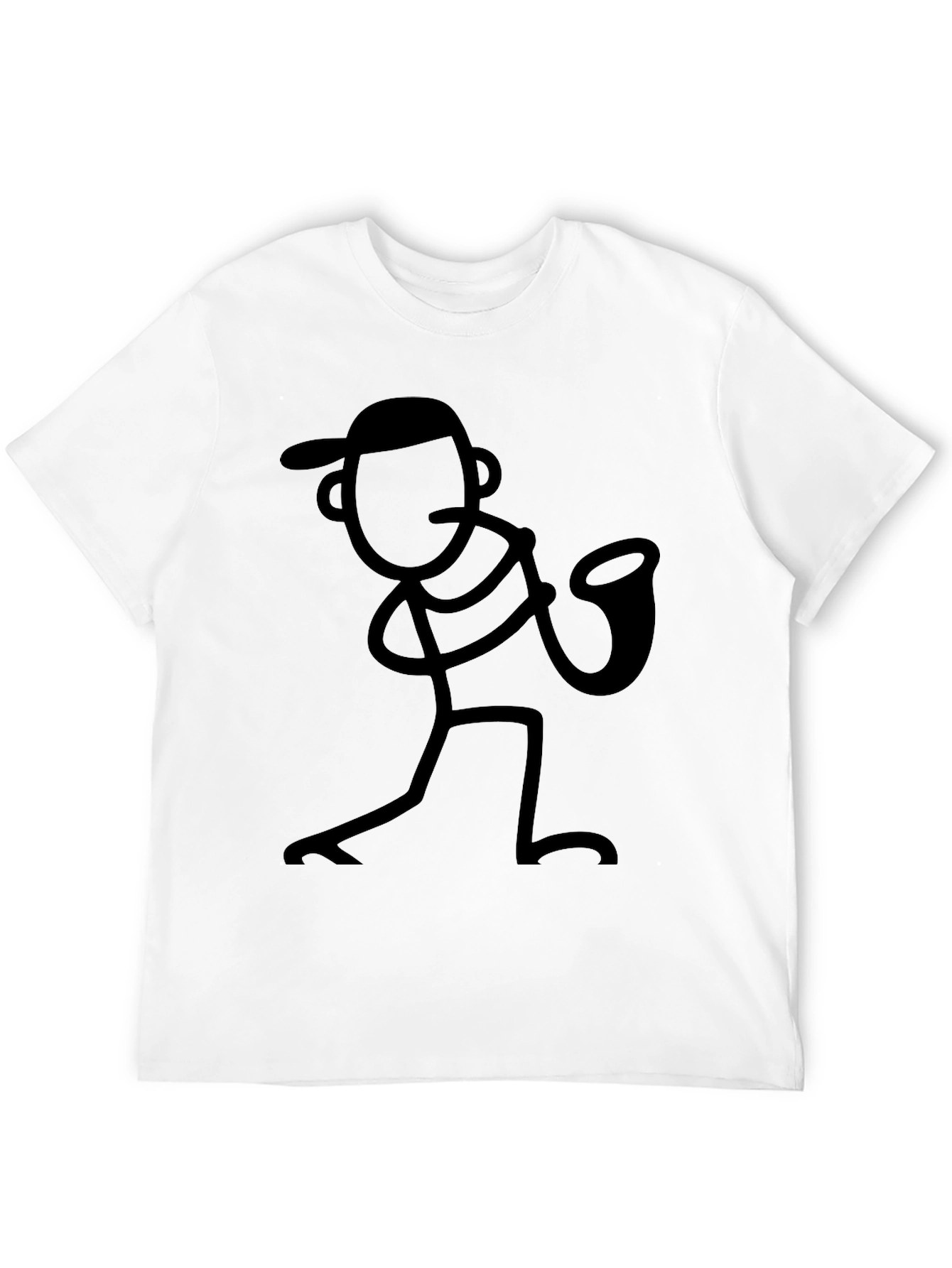 Black Cool Black Stick Figure Saxophone Player T-Shirt view 12
